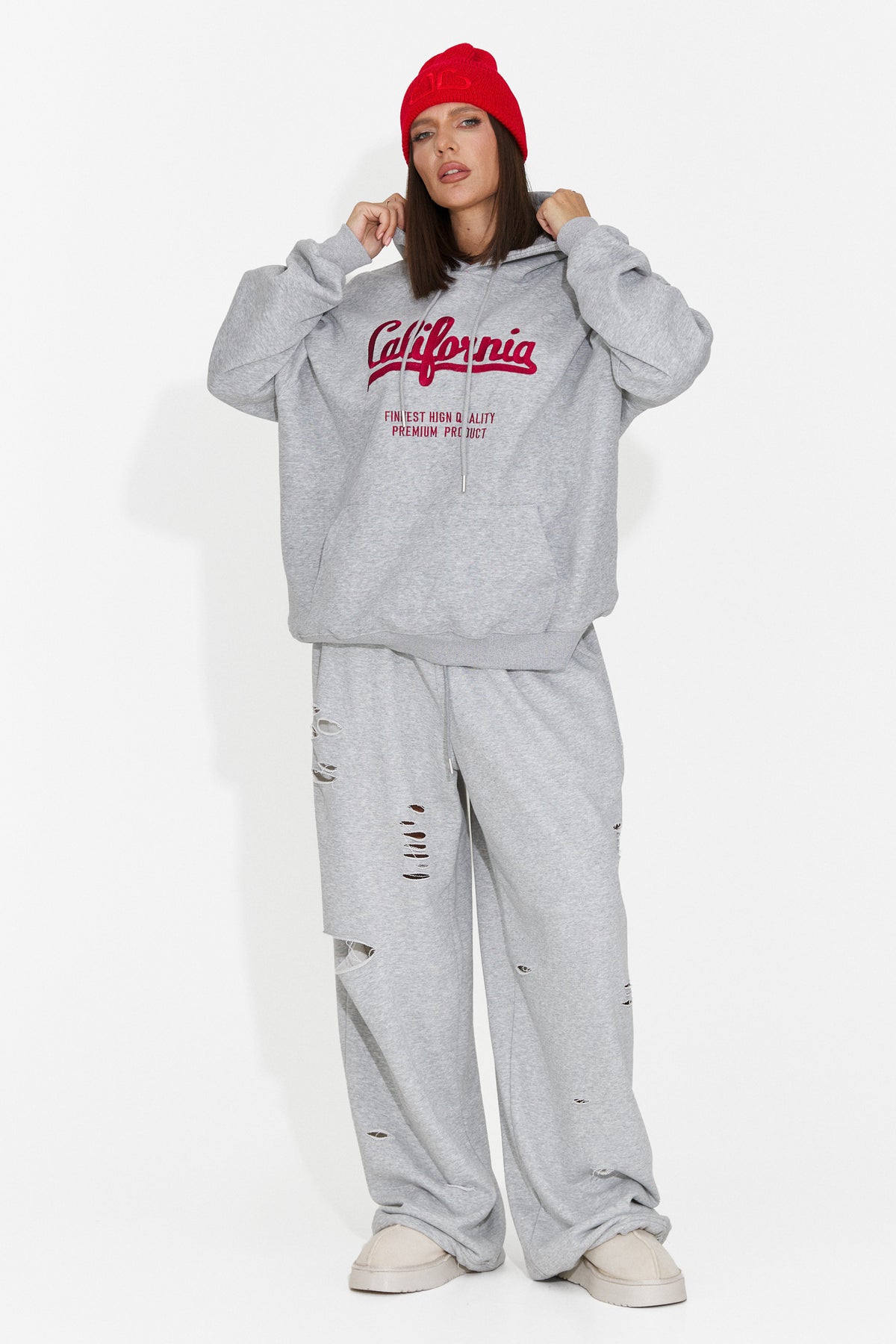 Hanorac casual gri inchis Velzeisa Bogas