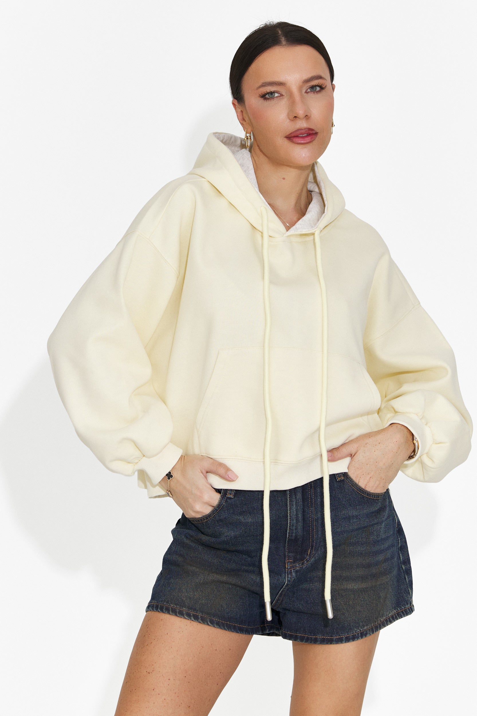 Loravia Bogas Casualowa Żółta Damska Bluza z Kapturem