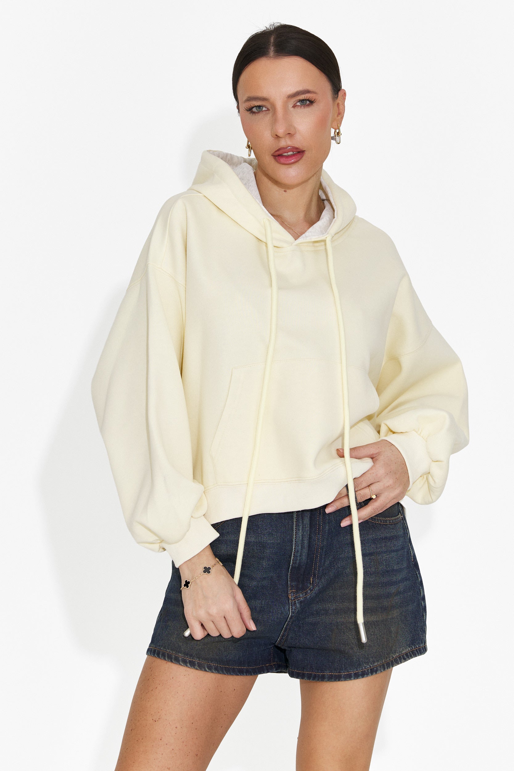 Loravia Bogas Casualowa Żółta Damska Bluza z Kapturem