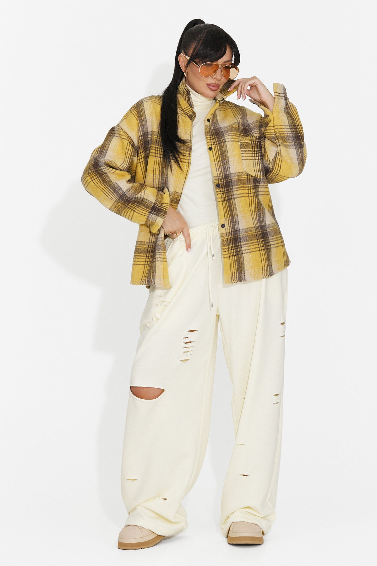 Helanca casual crem Grunliza Bogas
