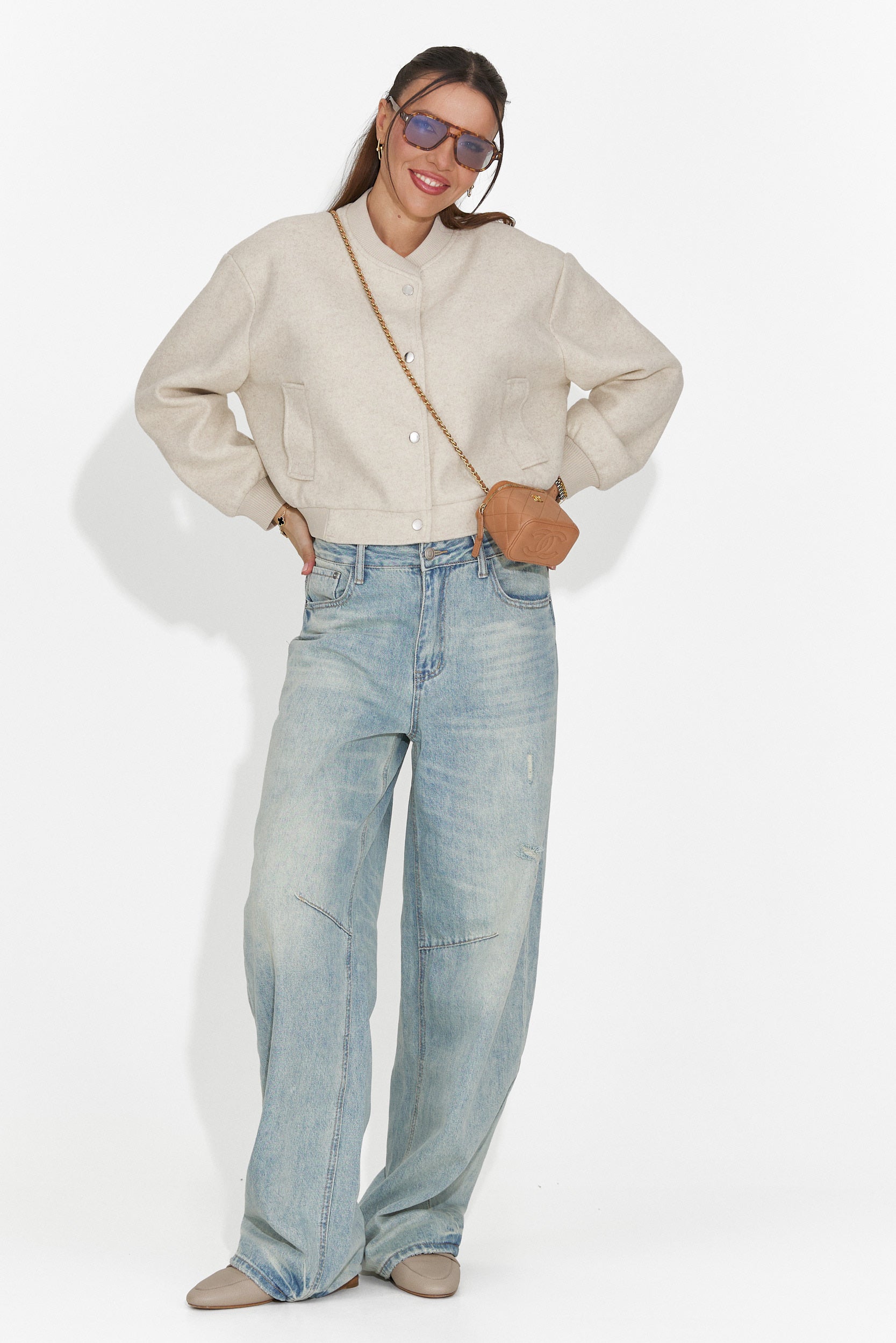 Casualowa Beżowa Kurtka Damska Gineta Bogas