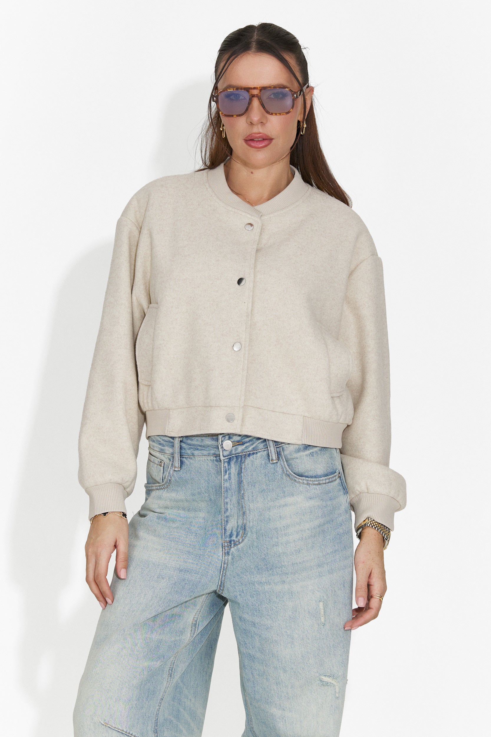 Casualowa Beżowa Kurtka Damska Gineta Bogas