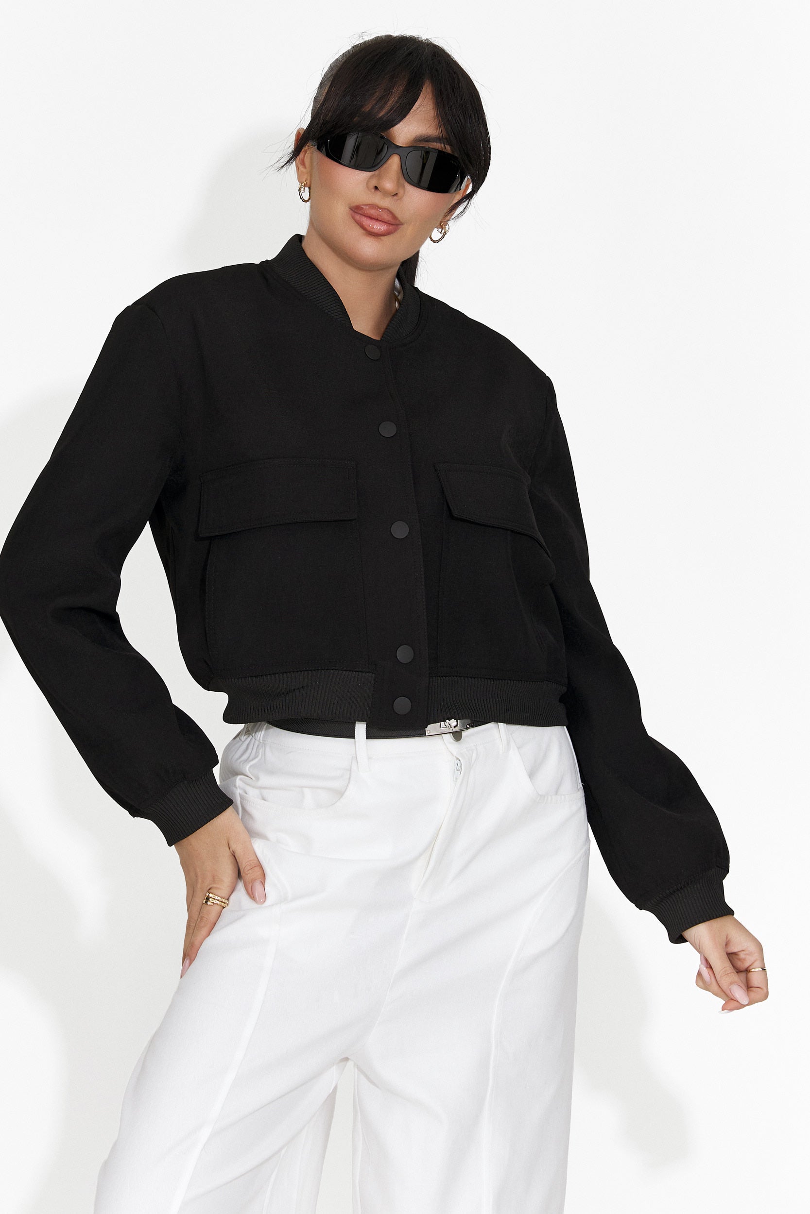 Czarna, codzienna kurtka dla kobiet Cataleia Bogas