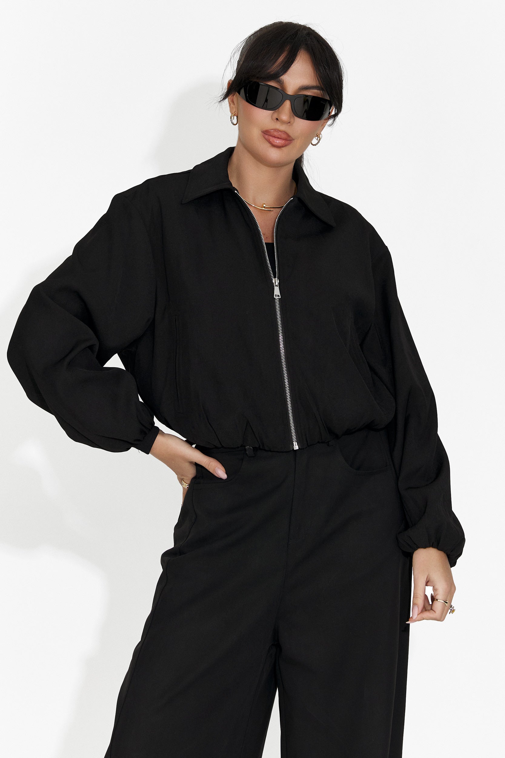 Czarna, codzienna kurtka damska Giona Bogas