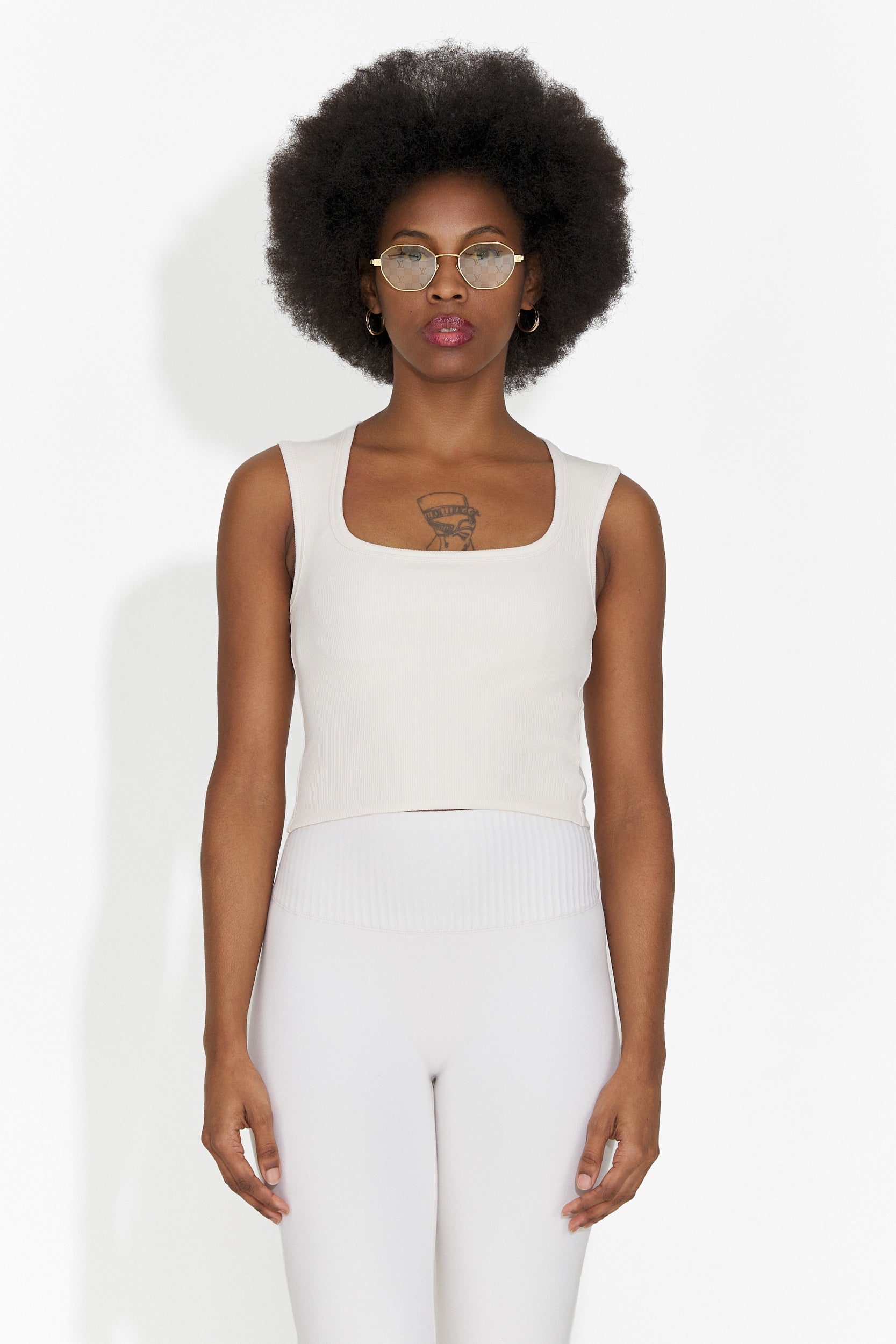 Veliria Bogas Casualowy Kremowy Top Damski bez Rękawów