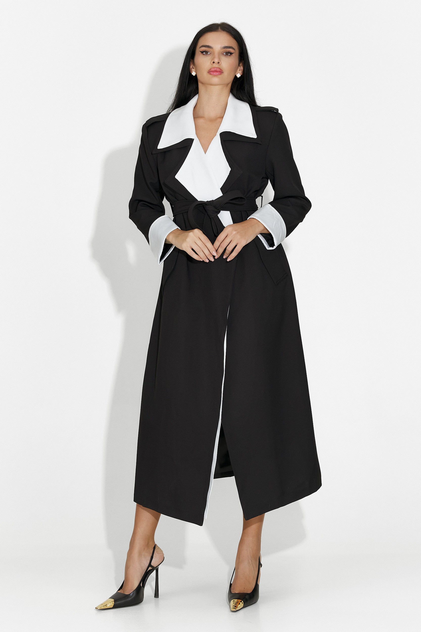 Elegancki czarny płaszcz damski Nalira Bogas