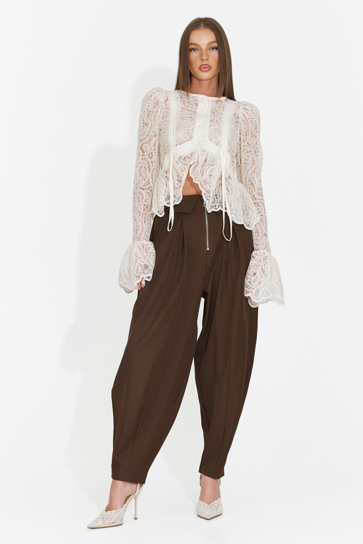 Pantaloni casual maro Scnoioria Bogas