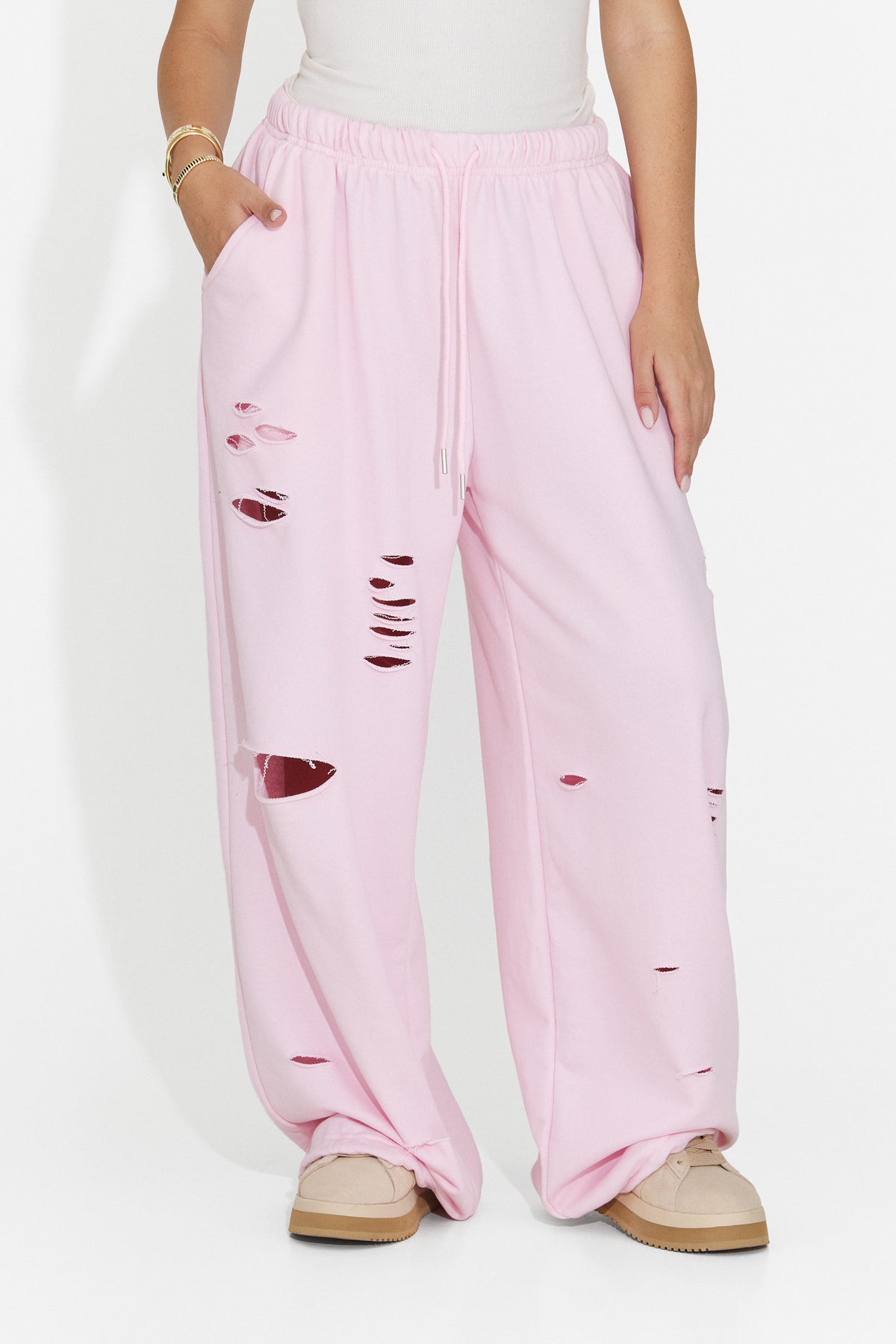 Pantaloni casual roz Lulaoa Bogas
