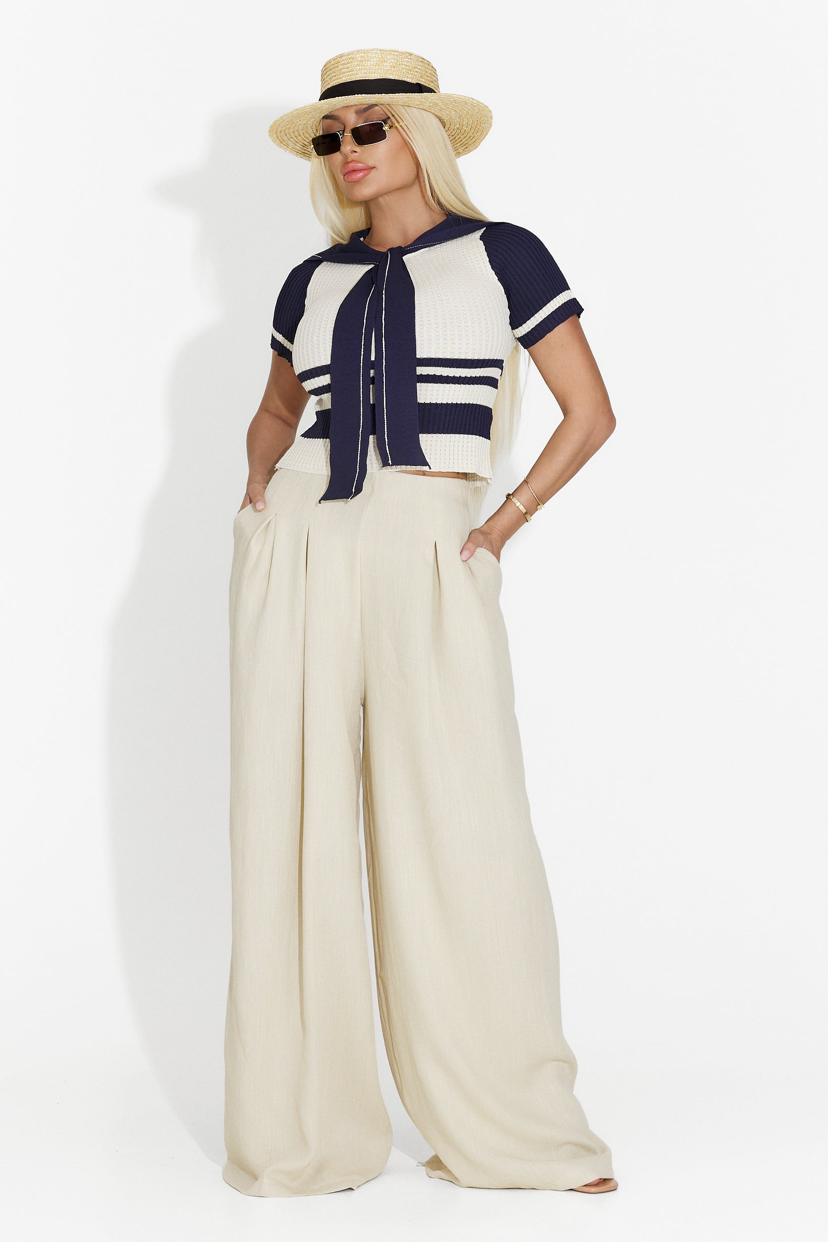 Beżowe spodnie damskie casual Miyana Bogas