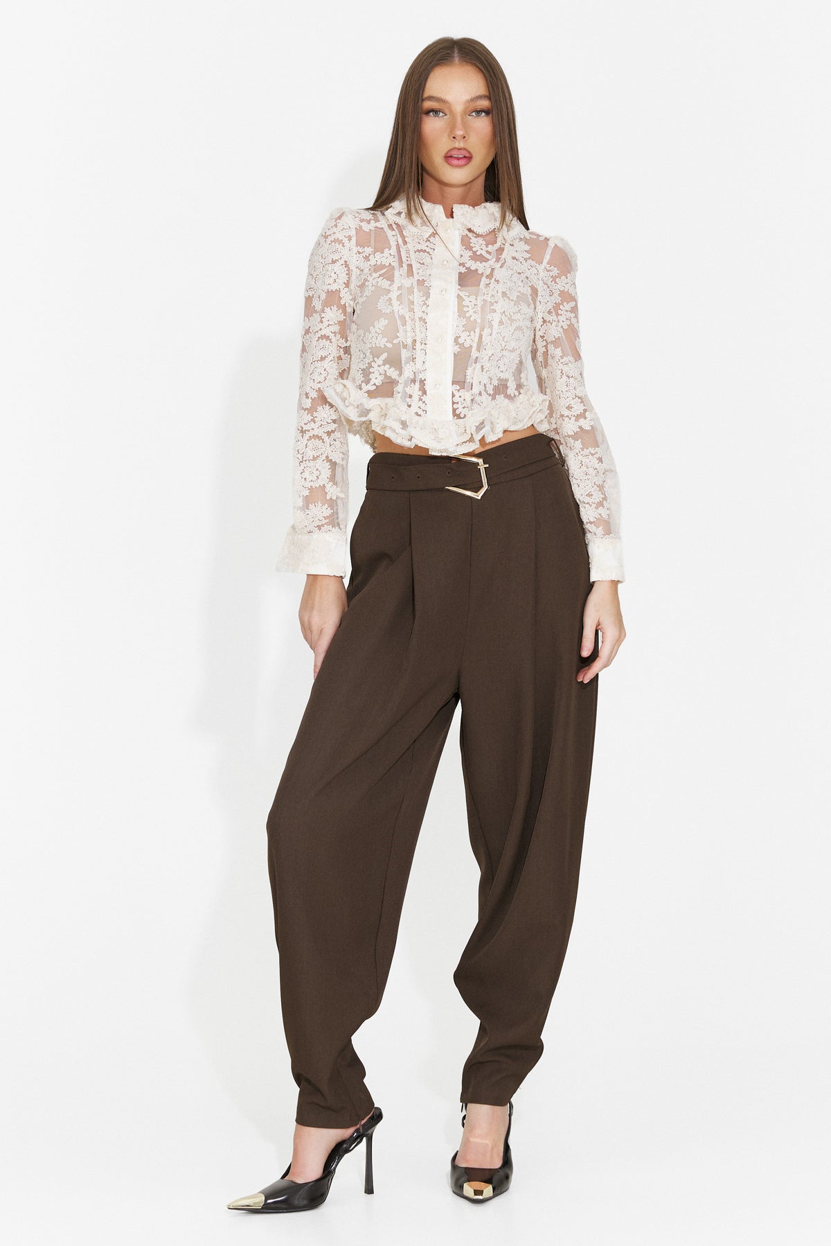 Pantaloni eleganti maro Didola Bogas