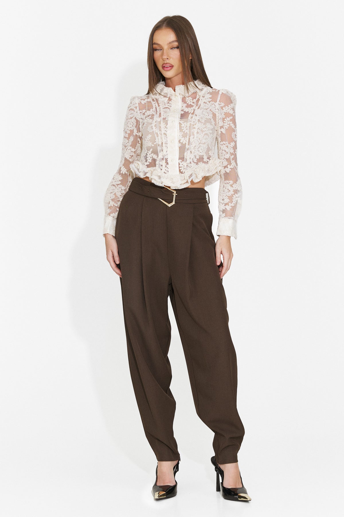 Pantaloni eleganti maro Didola Bogas