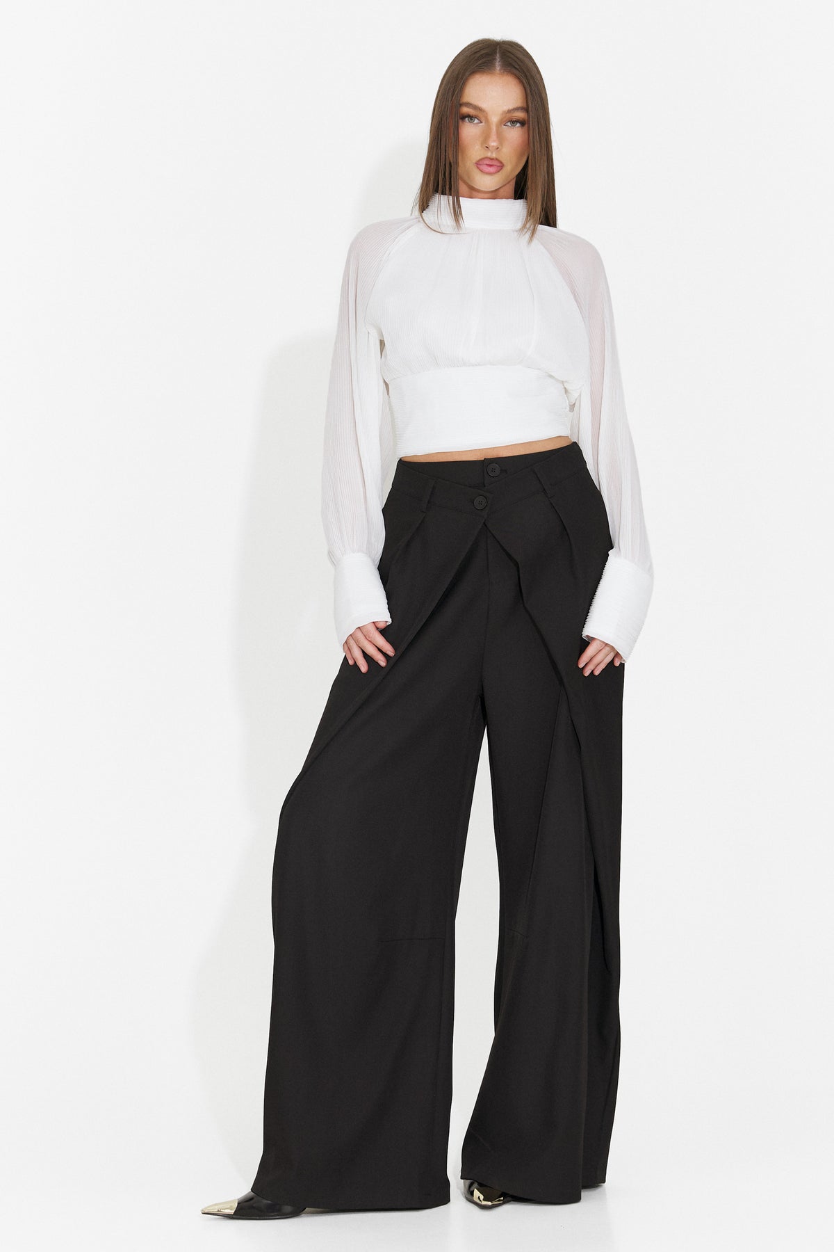 Pantaloni eleganti negri Veliritara Bogas