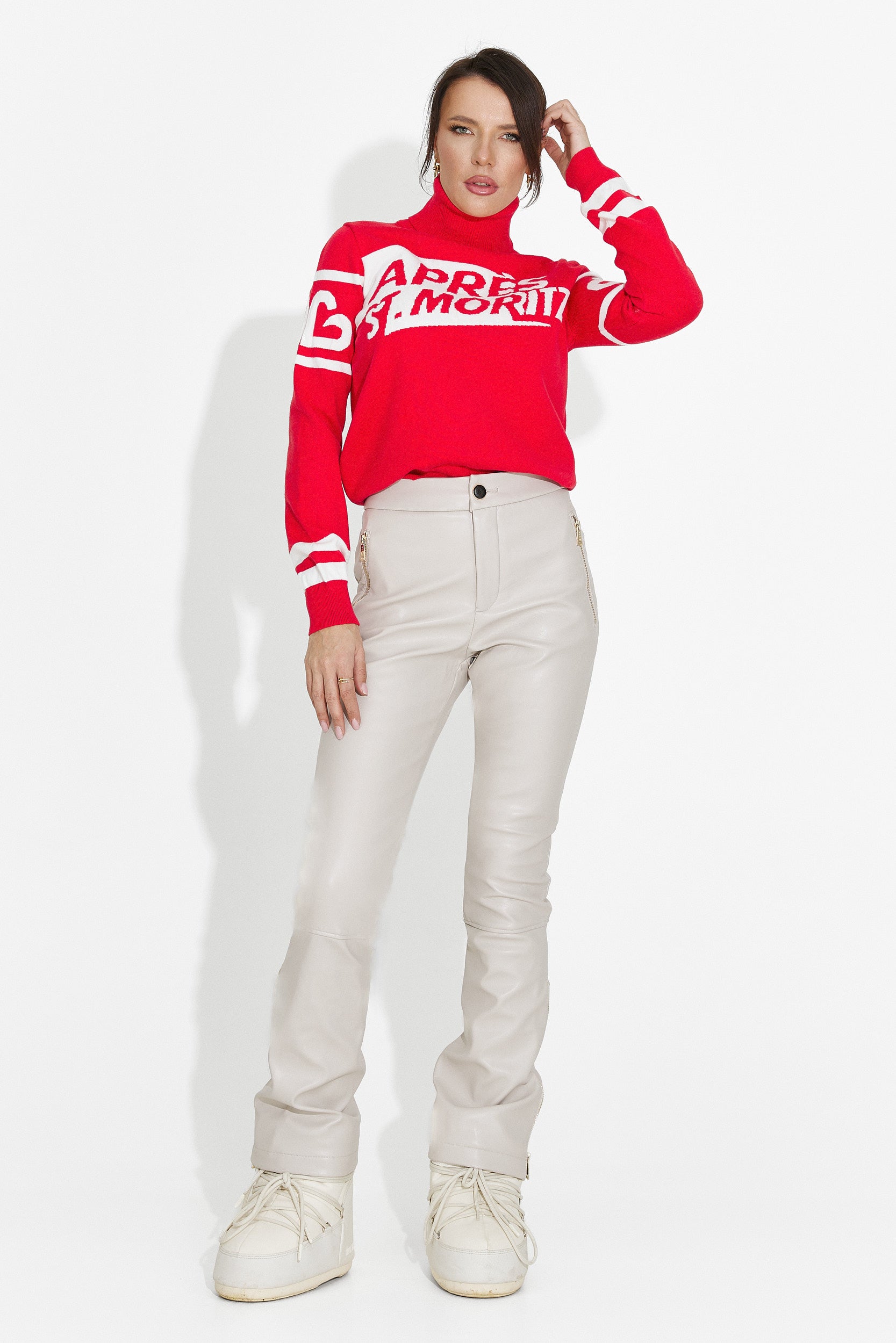 Czerwony sweter casual dla kobiet marki Nelora Bogas