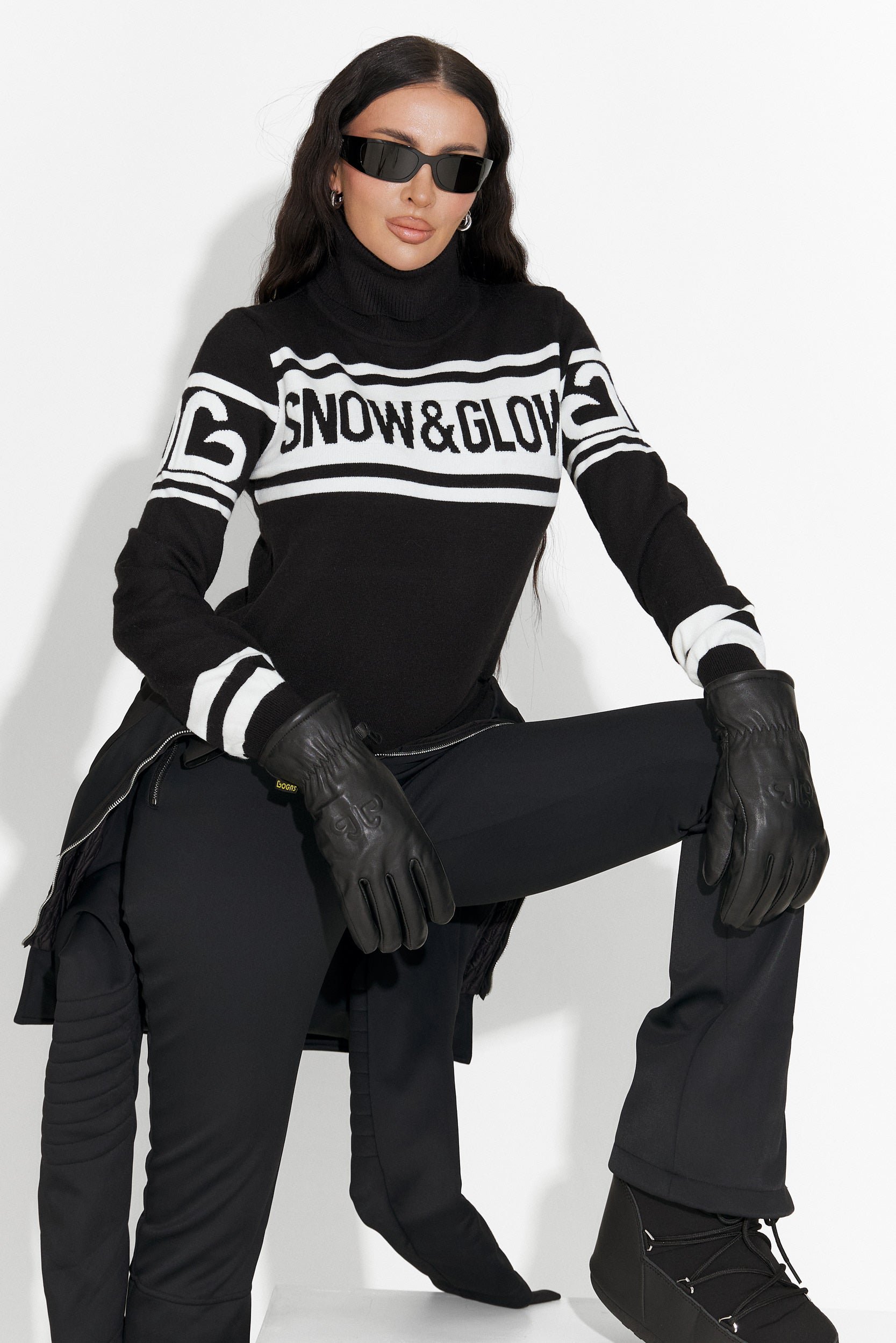 Czarny sweter narciarski dla kobiet Clyra Bogas