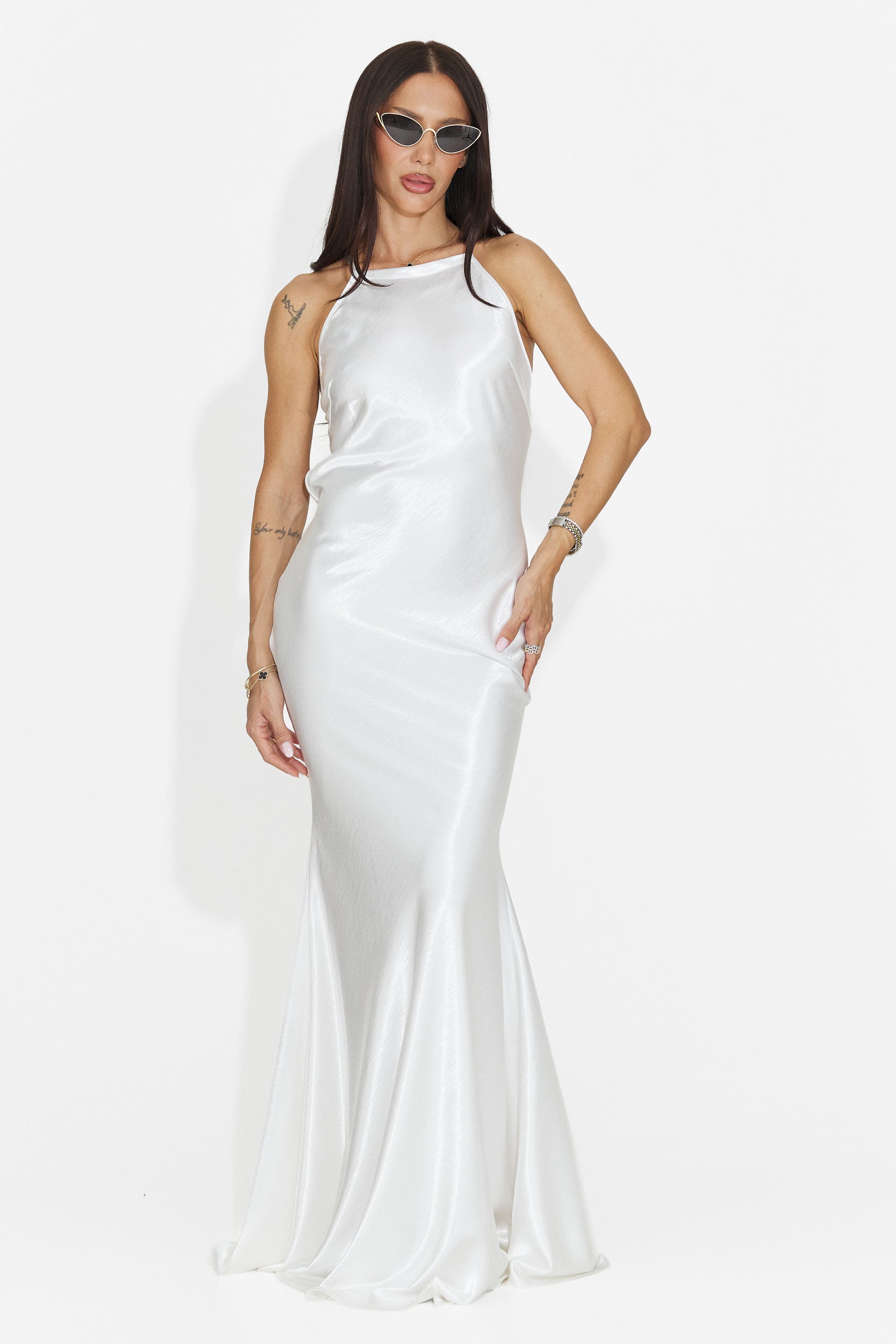 Rochie dama lunga alba Tyele Bogas