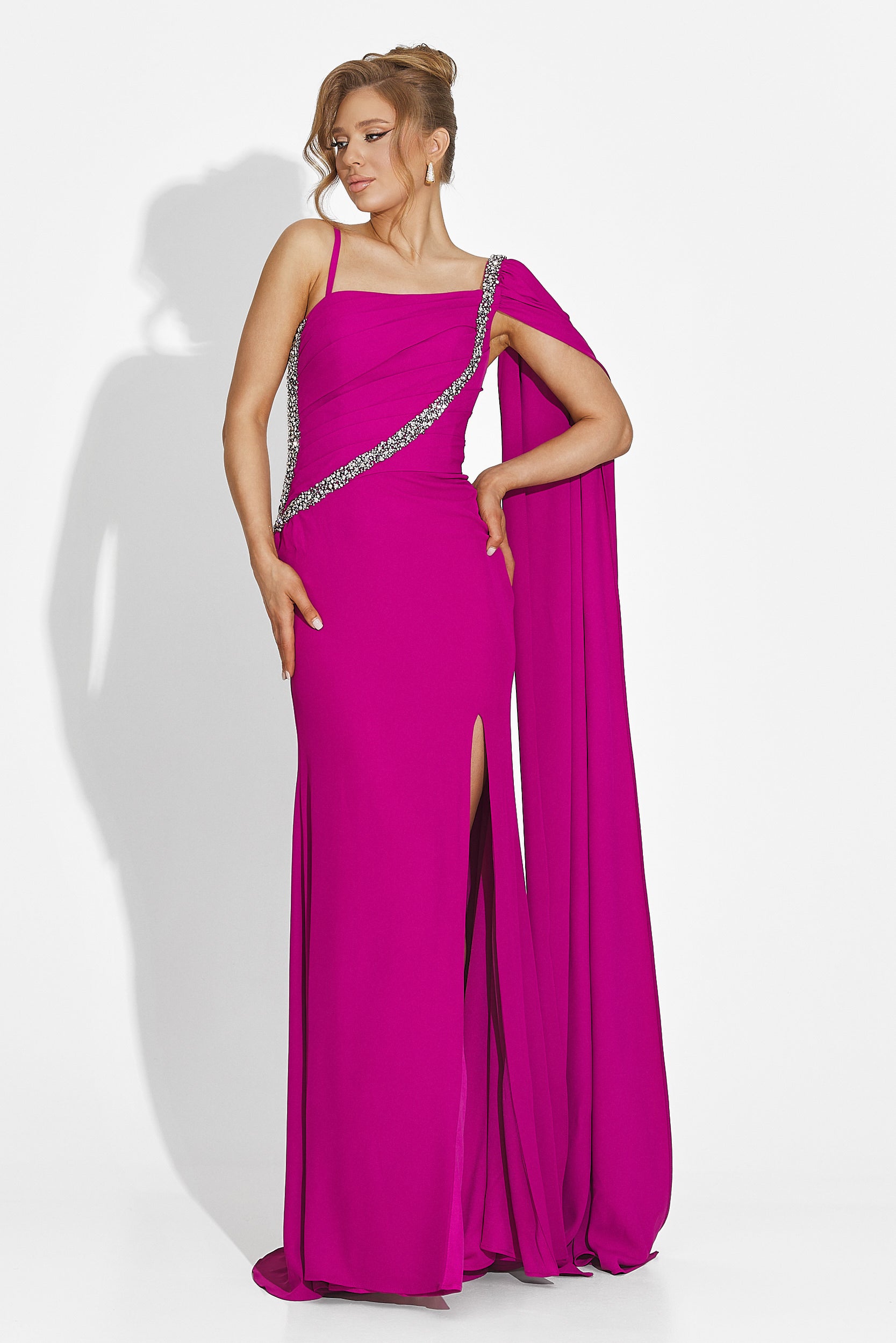 Długa sukienka damska fuksjowa Libre Bogas