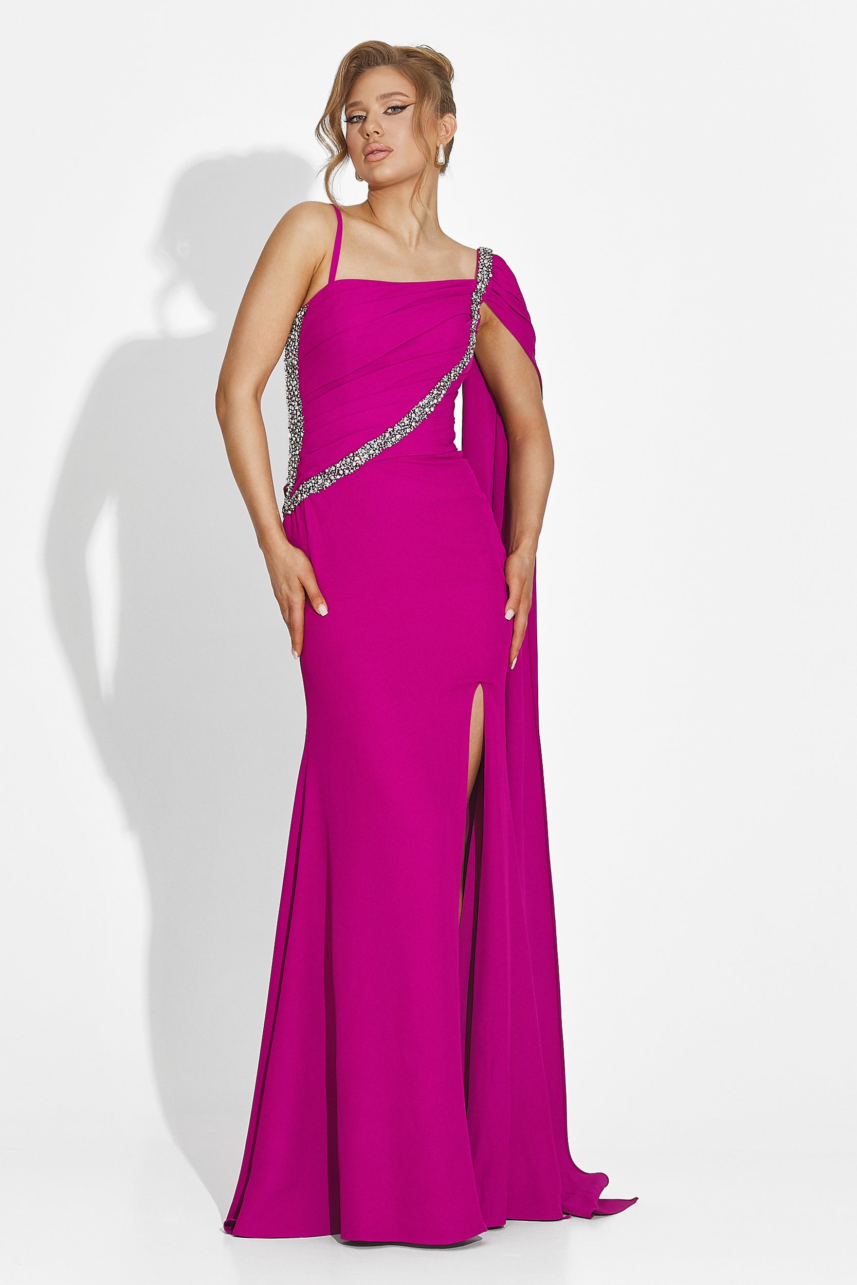 Długa sukienka damska fuksjowa Libre Bogas