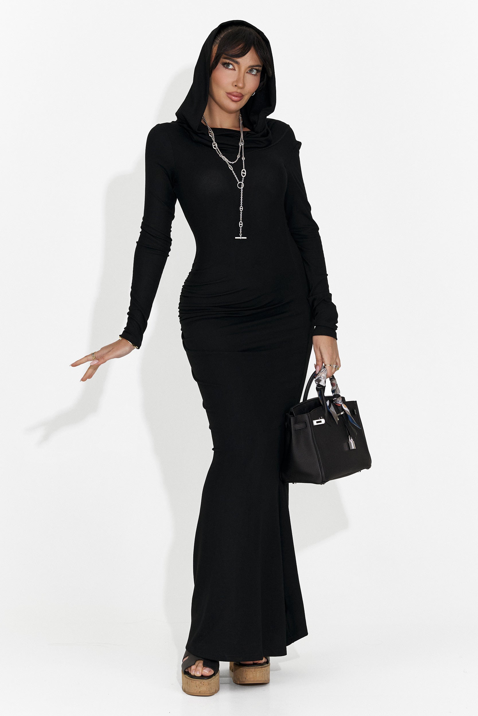 Długa Czarna Sukienka dla Kobiet Briania Bogas