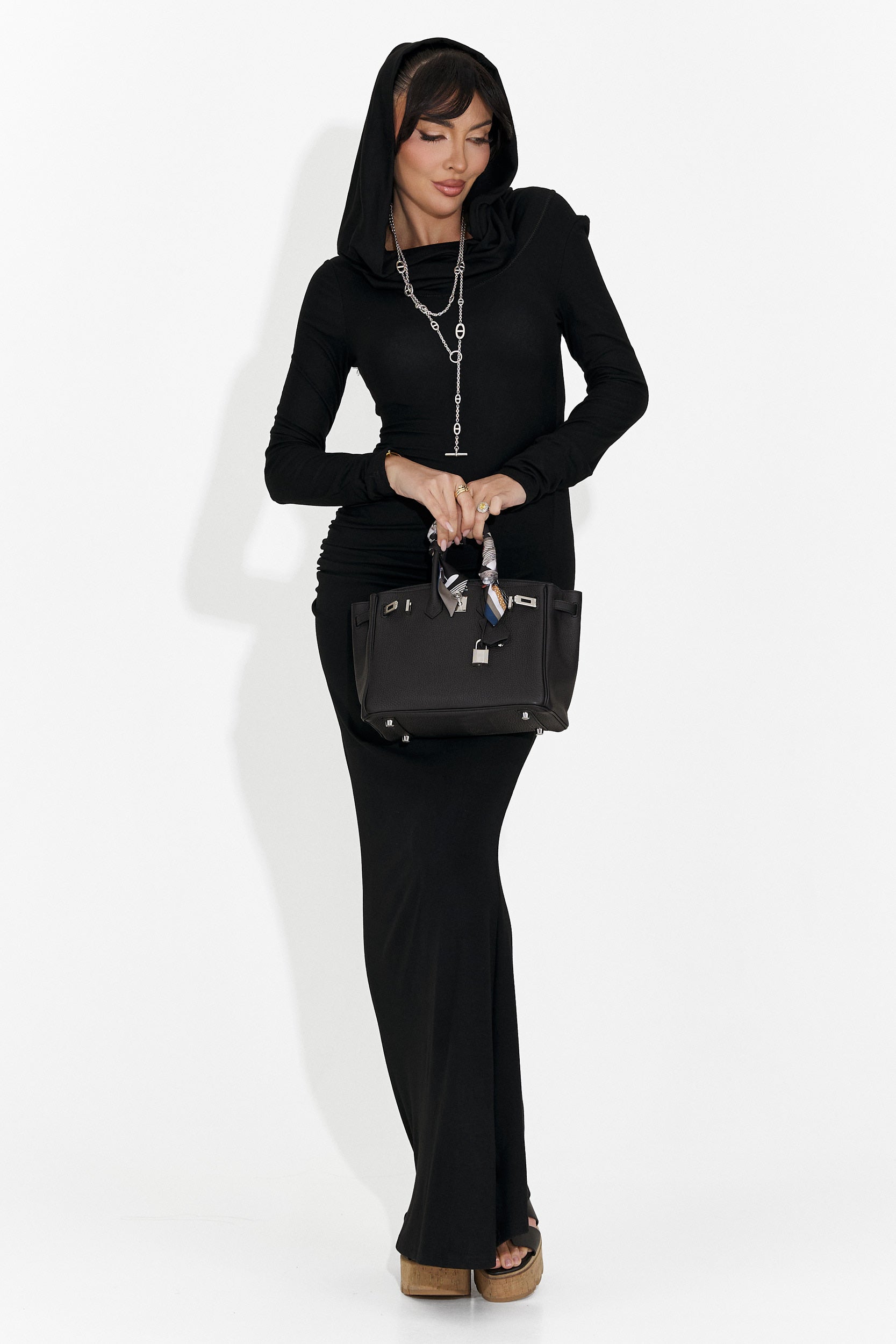 Długa Czarna Sukienka dla Kobiet Briania Bogas