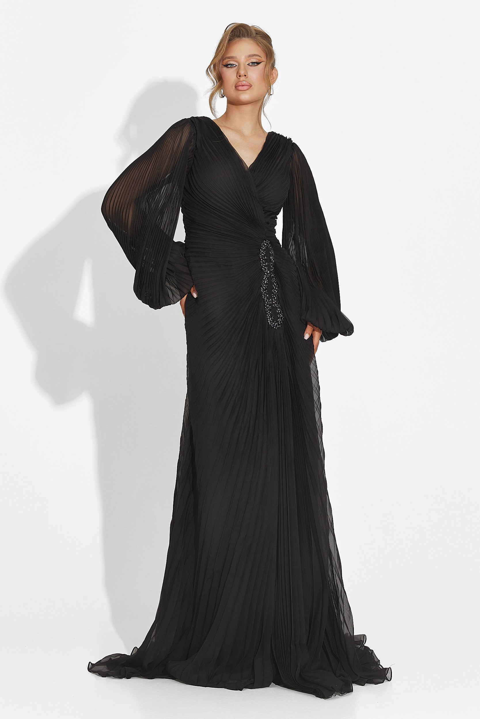 Czarna długa sukienka damska Linares Bogas