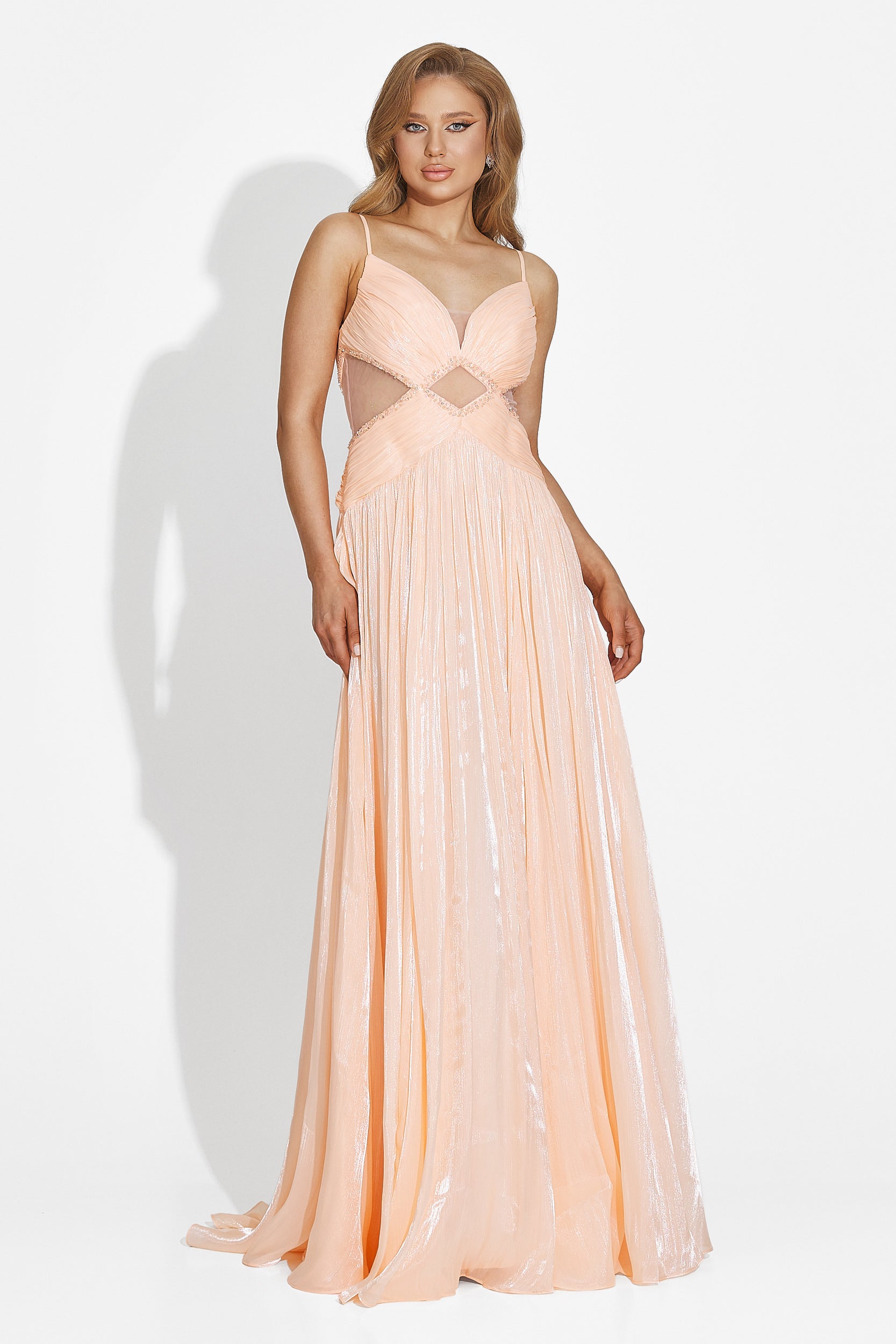 Sukienka damska długa brzoskwiniowa Latisha Bogas