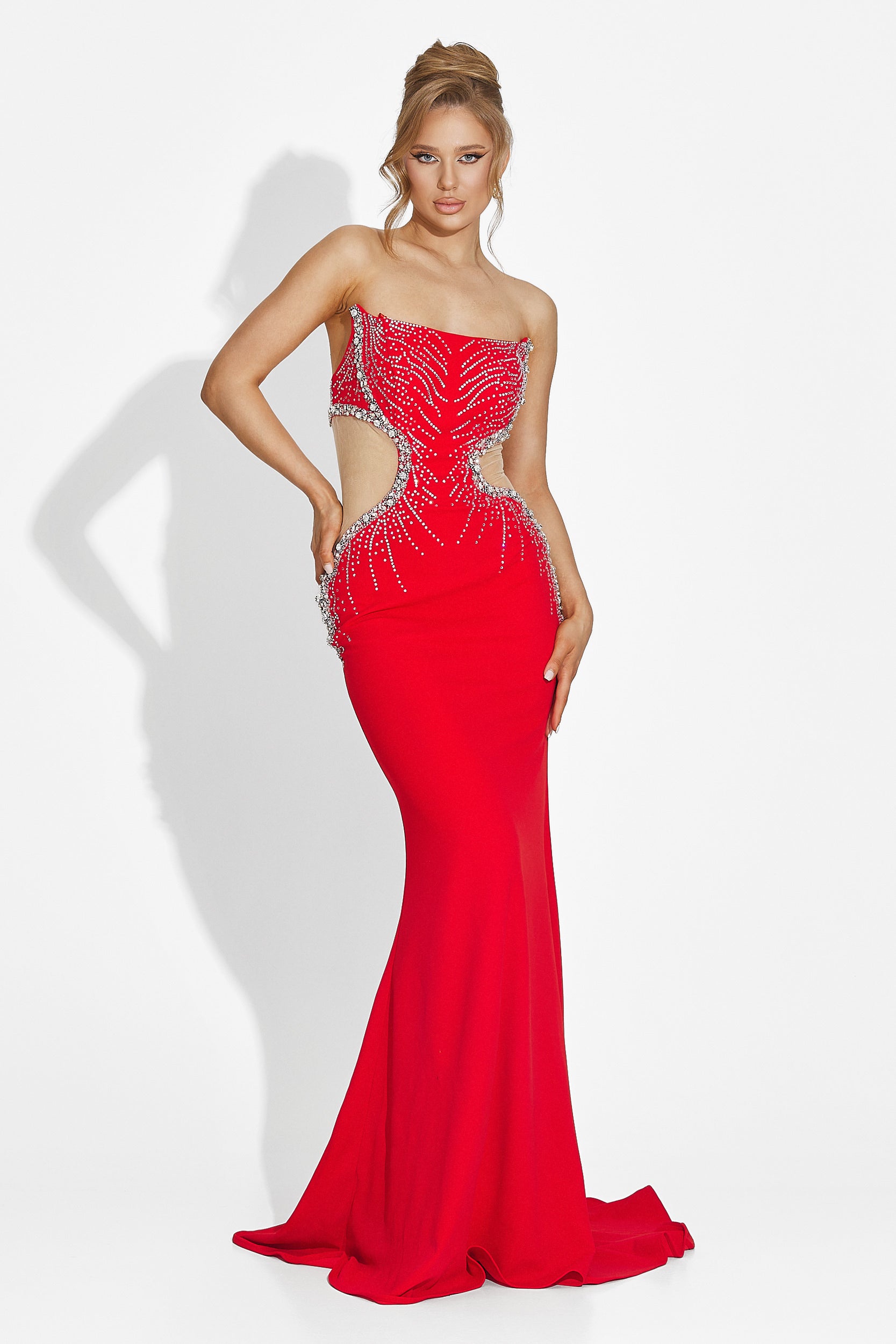 Długa czerwona sukienka damska Zovina Bogas