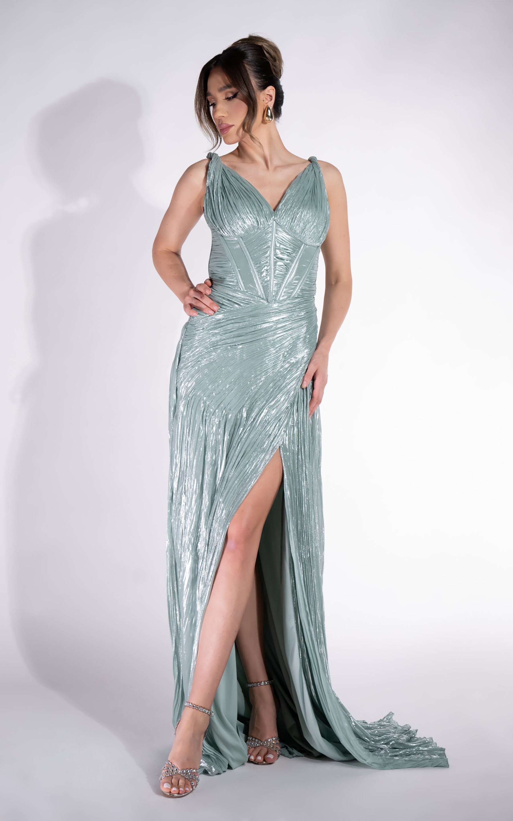 Sukienka damska długa turkusowa Fredrisa Bogas