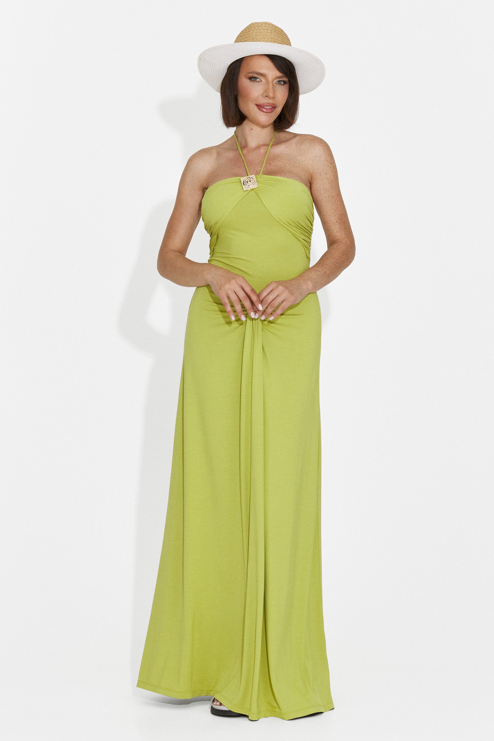 Rochie dama lunga verde Helene Bogas