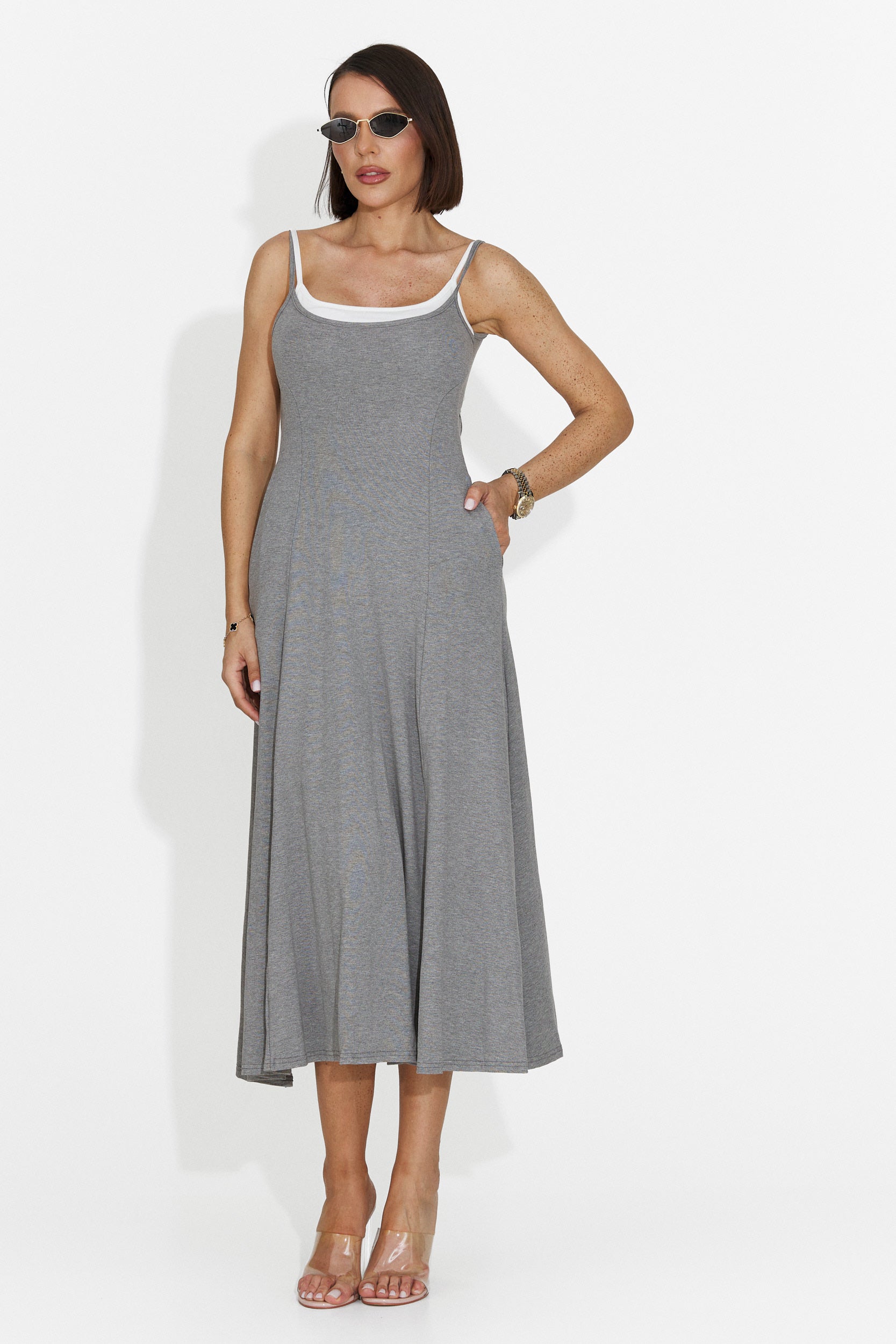 Rochie dama midi gri Anuria Bogas