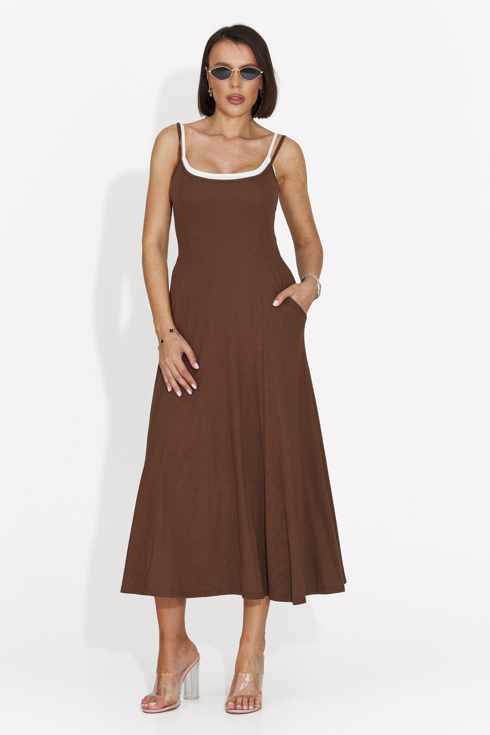 Rochie dama midi maro Anuria Bogas