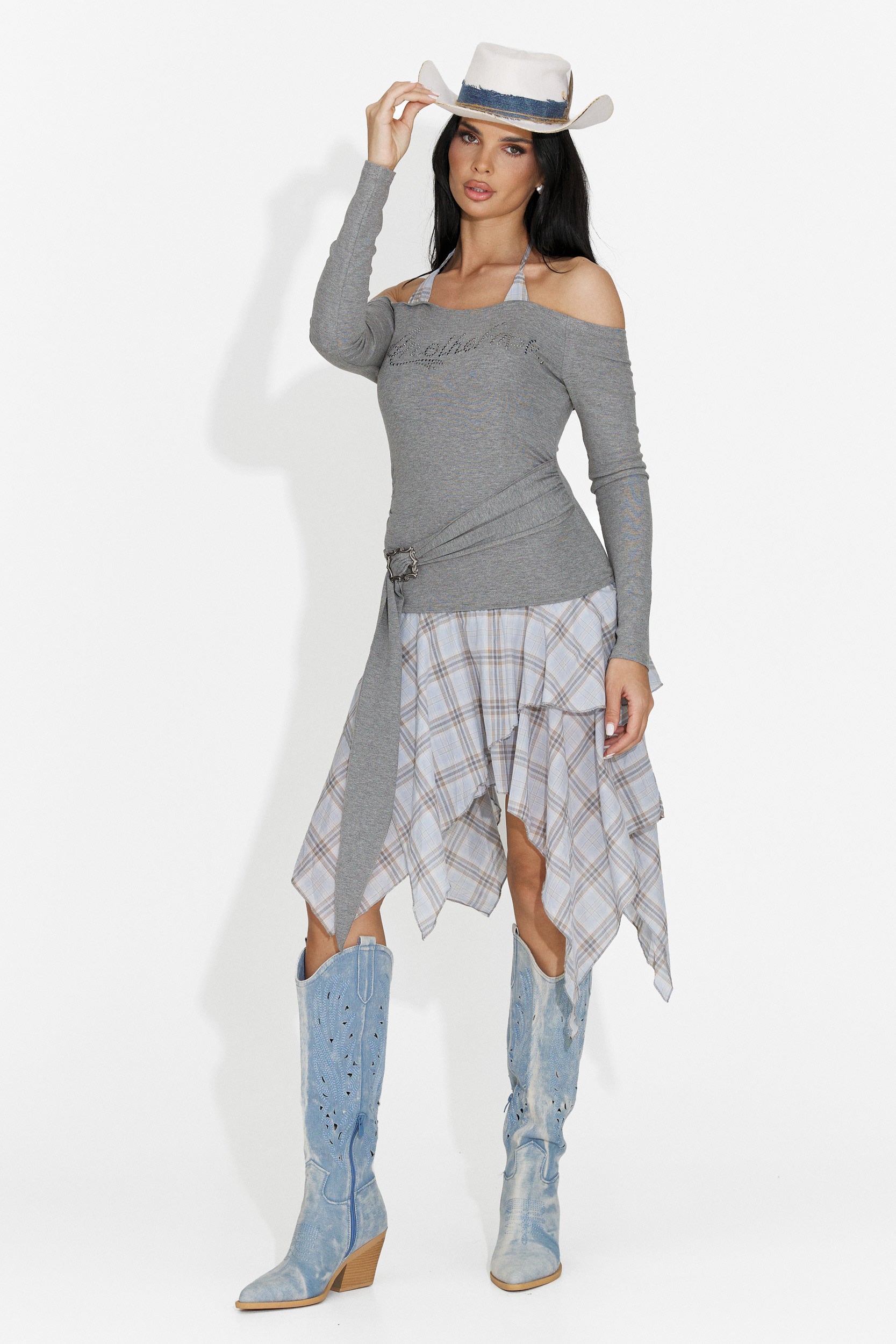 Rochie dama scurta gri Heliana Bogas