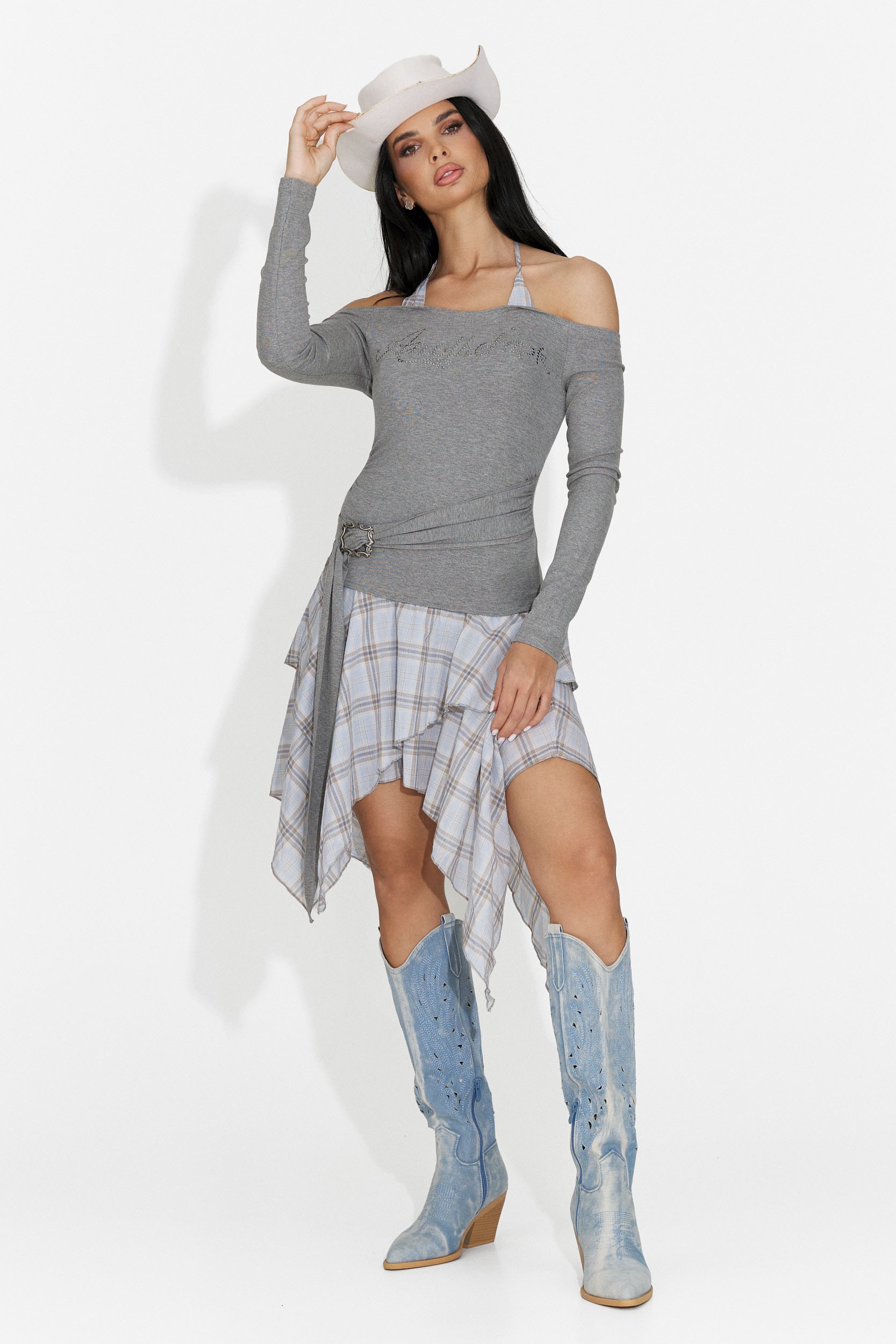 Rochie dama scurta gri Heliana Bogas