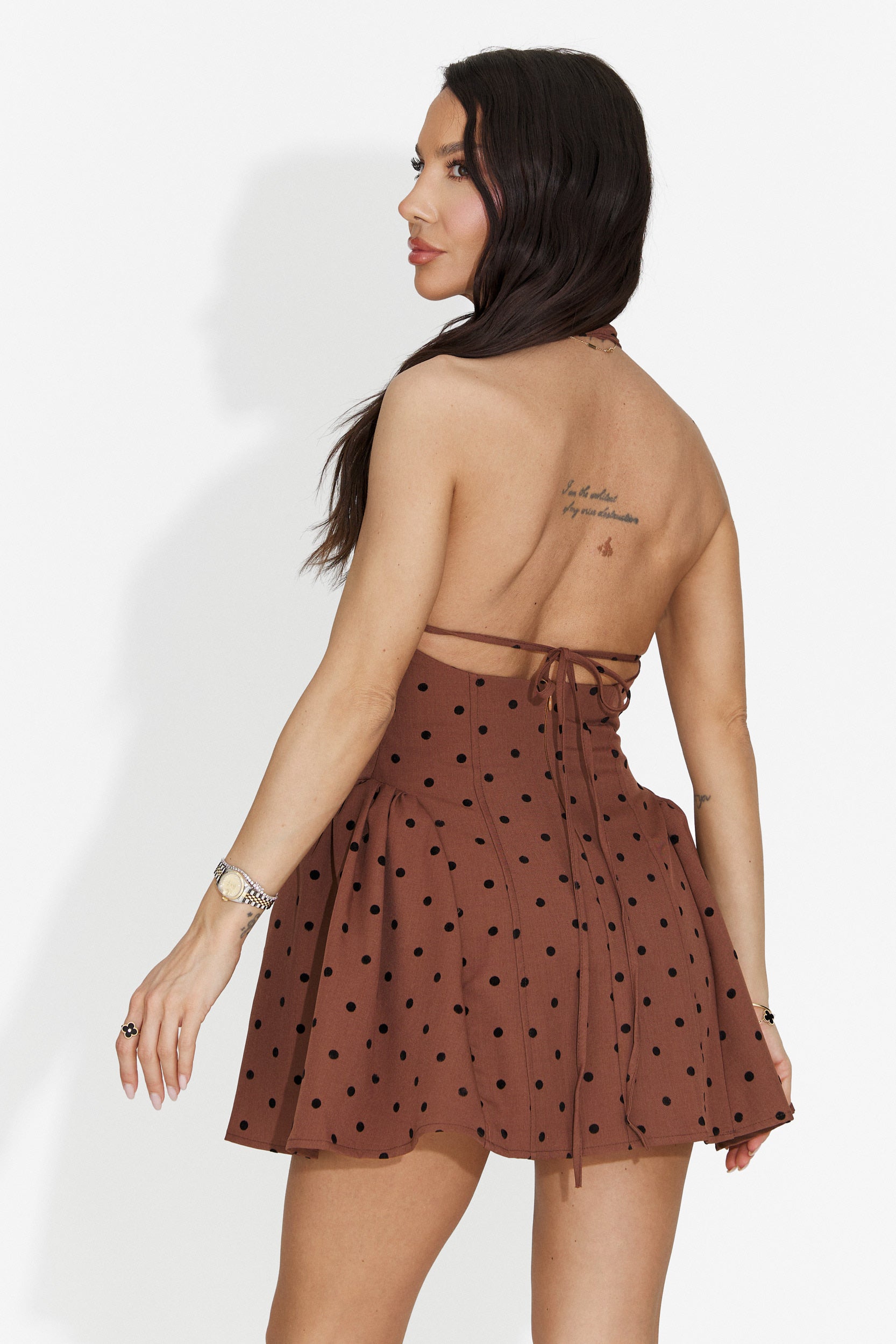 Rochie dama scurta maro Raselia Bogas