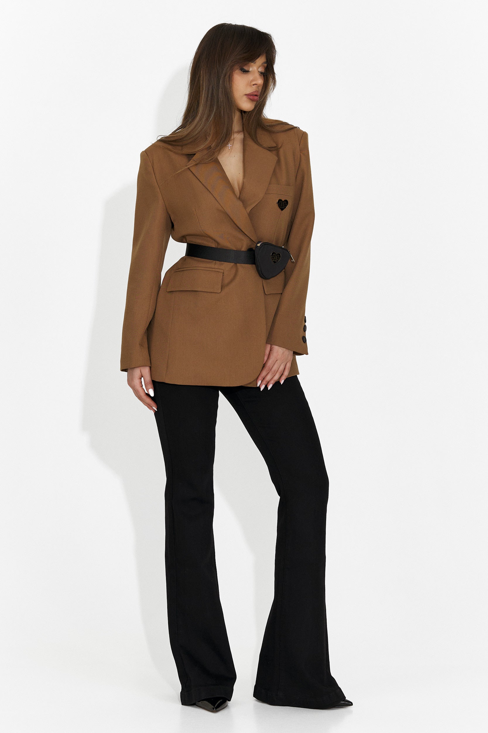 Elegancki brązowy damski żakiet Zoira Bogas