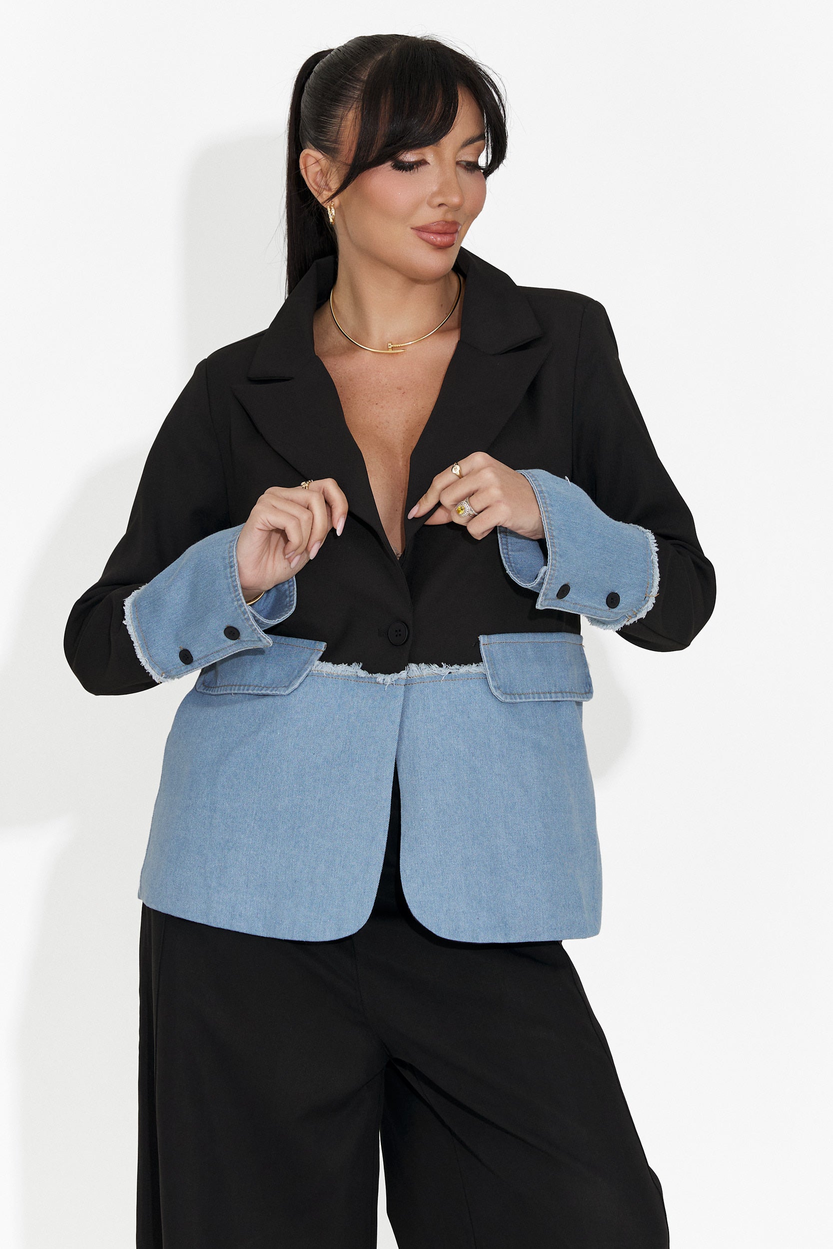 Elegancki czarny damski żakiet Samiria Bogas