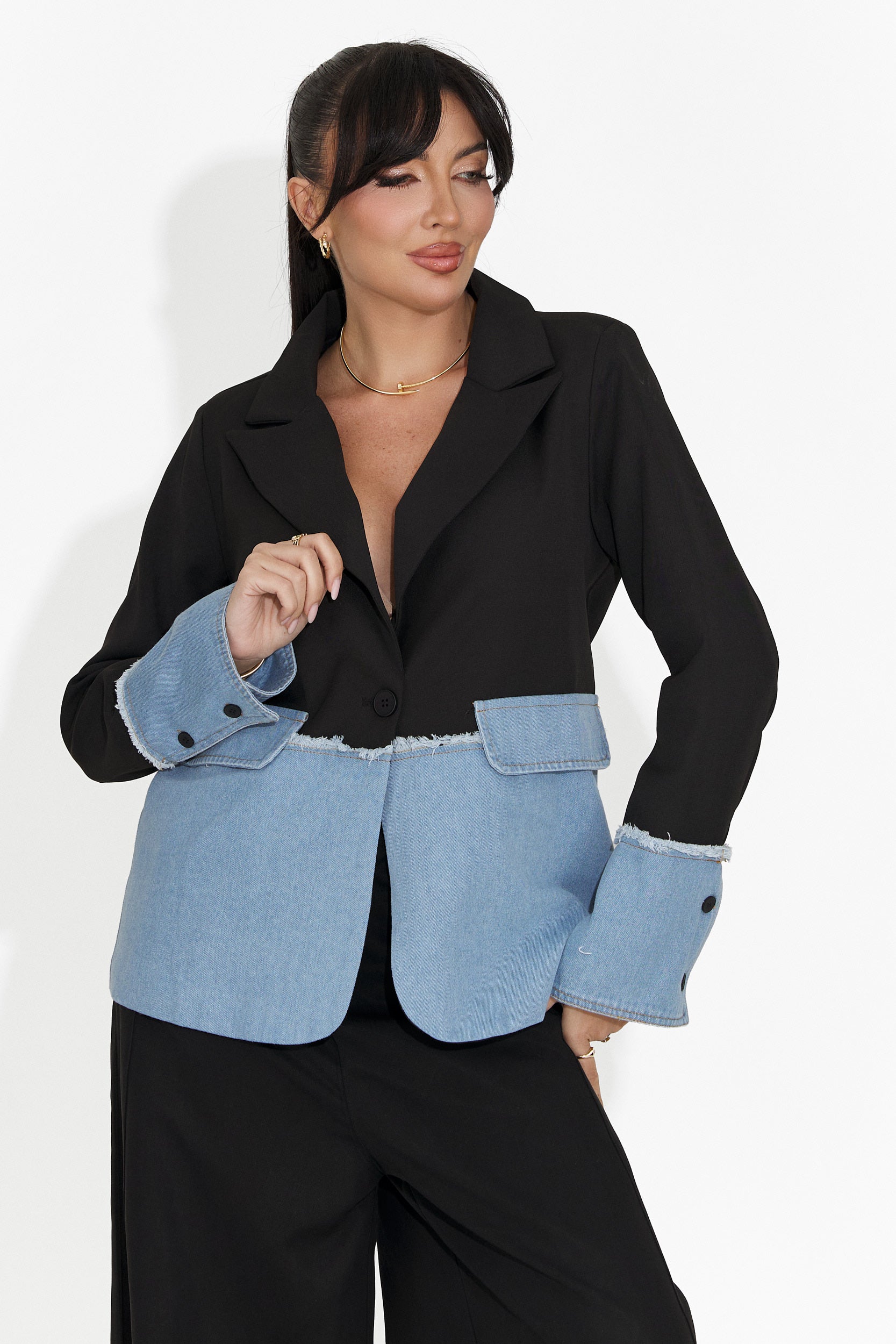 Elegancki czarny damski żakiet Samiria Bogas