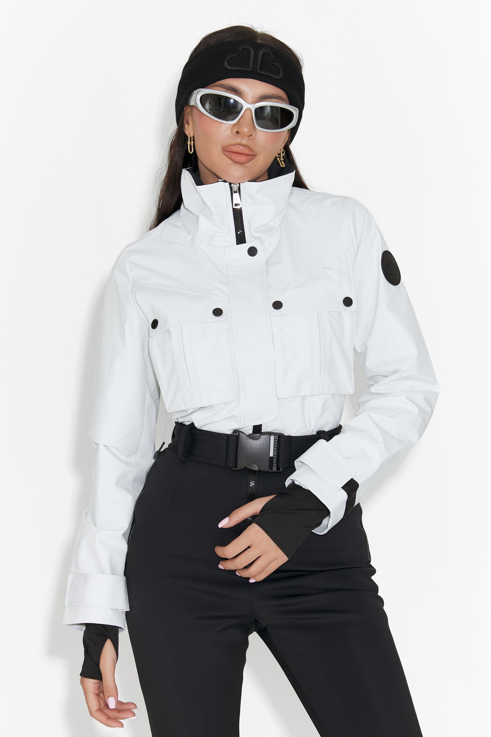 Luźny biało-czarny kombinezon narciarski Glorise Bogas