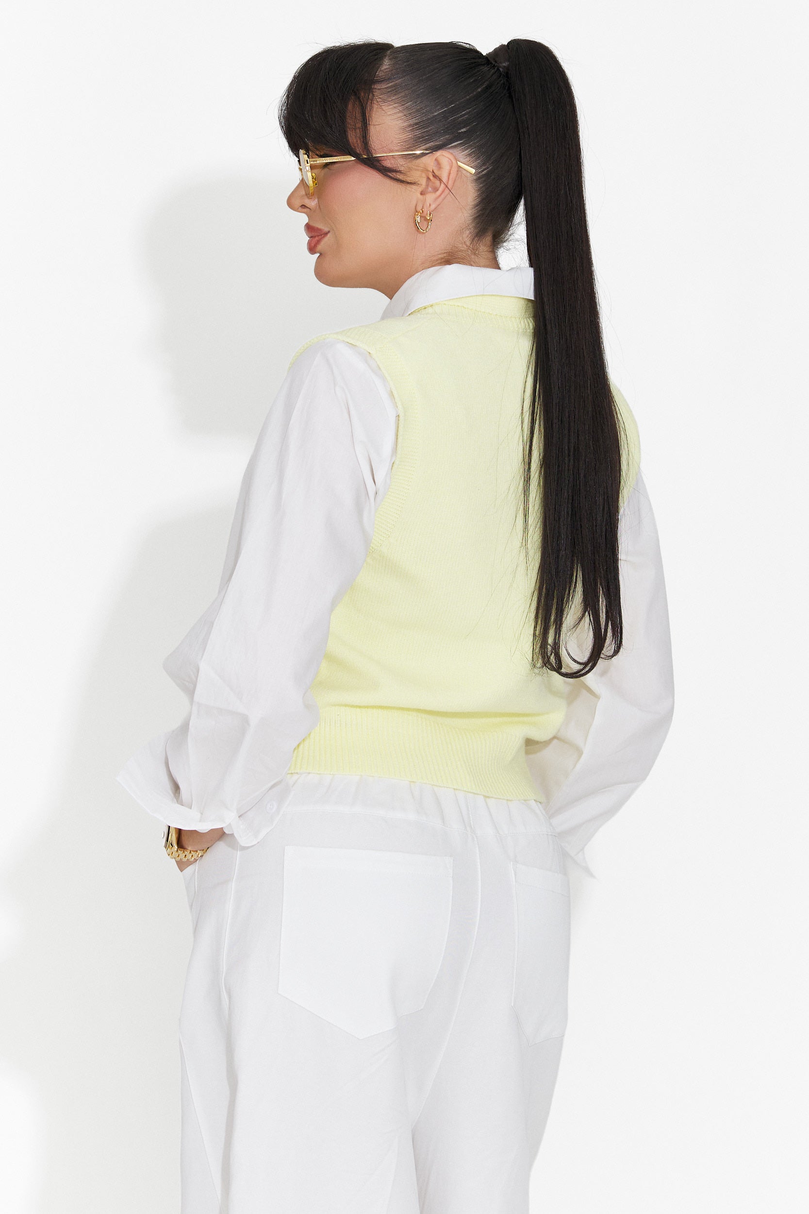 Zestaw 3 części: koszula + kamizelka + żółty krawat Tasiana Bog