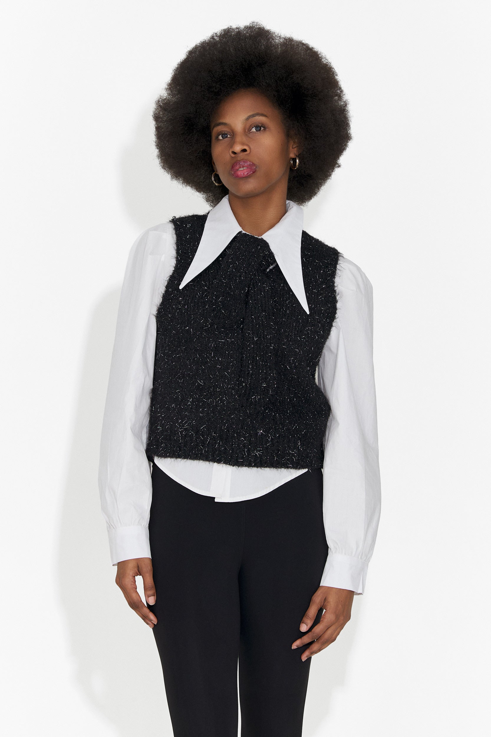 Komplet 3 części koszula + kamizelka + czarny krawat Izaura Bog