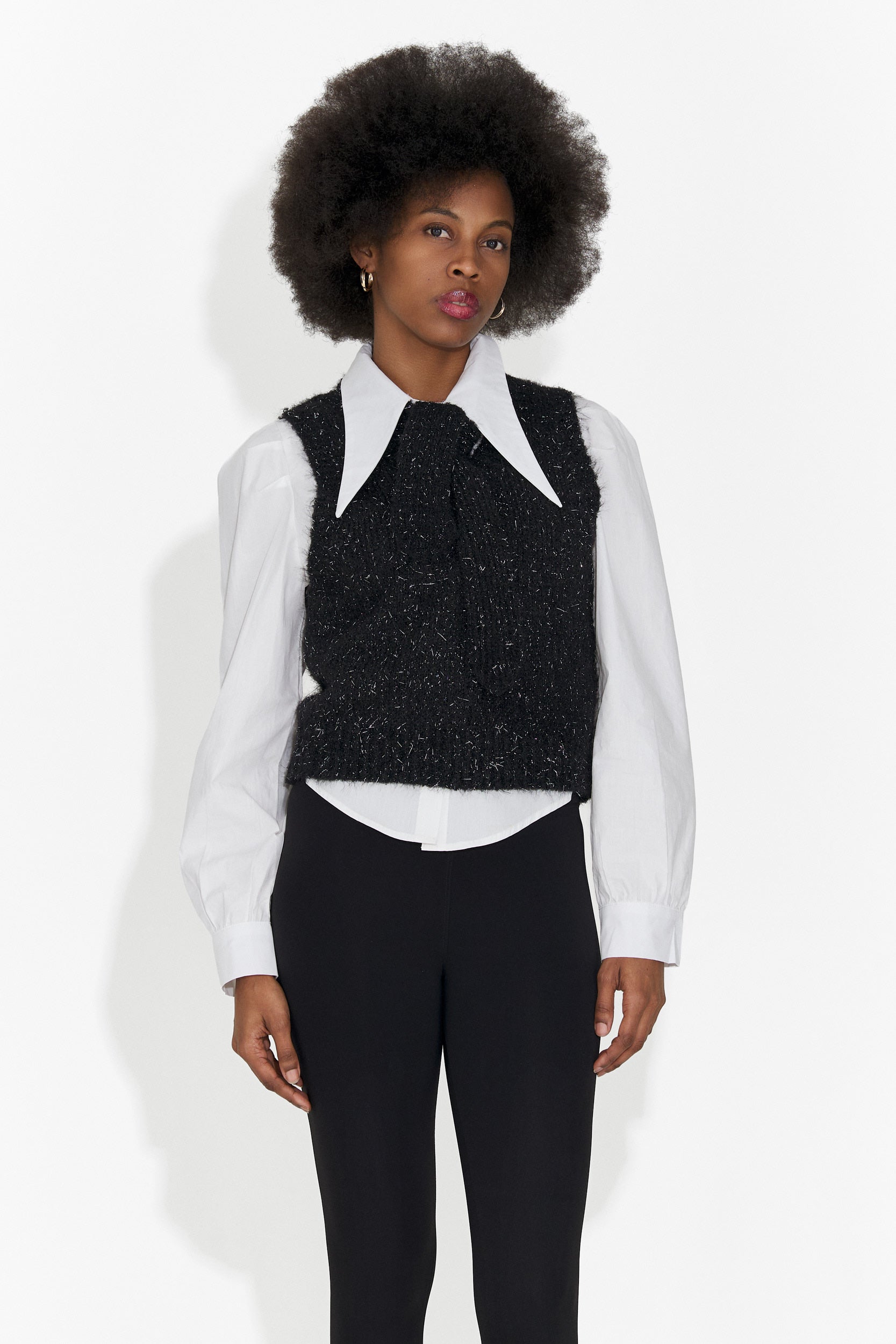 Komplet 3 części koszula + kamizelka + czarny krawat Izaura Bog