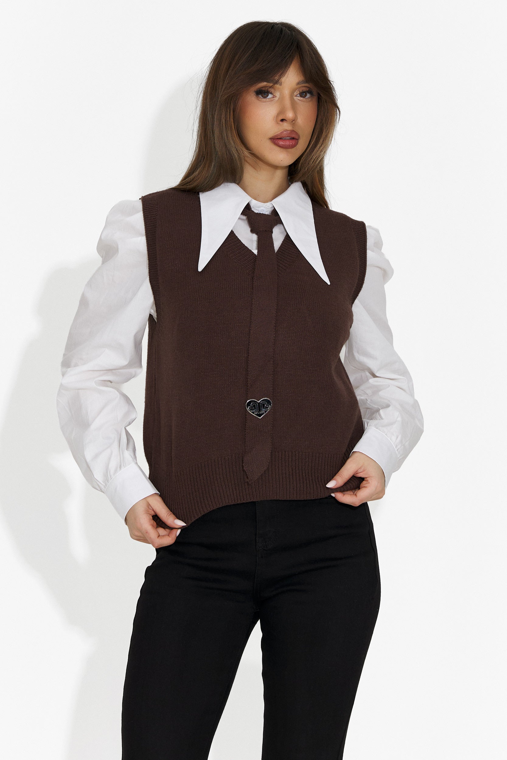 Zestaw dla kobiet Ofeliana Bogas 3 części Koszula + Kamizelka +