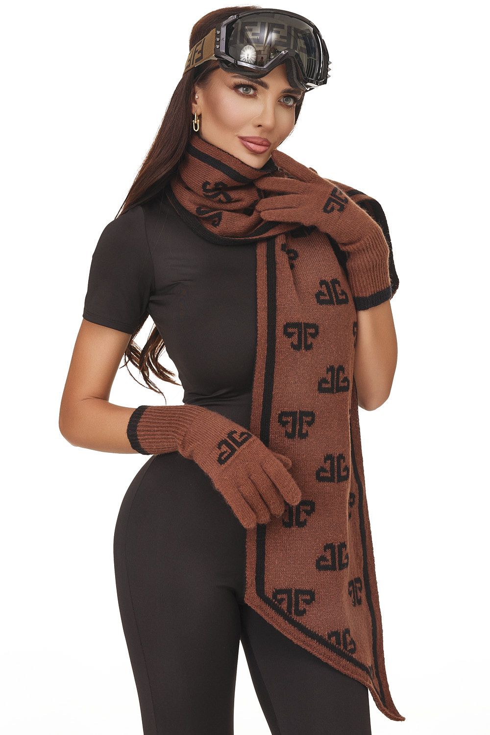 Zestaw Manusi + Fular brązowy Bogasy Bogas