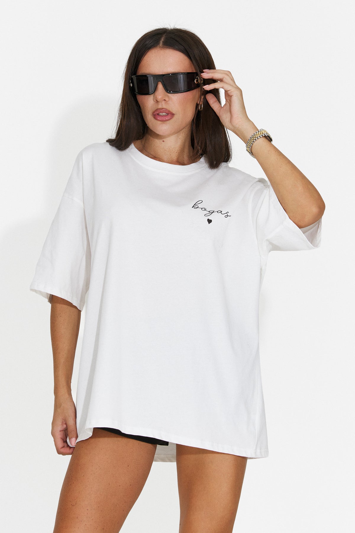 Tricou casual alb Favoneia Bogas