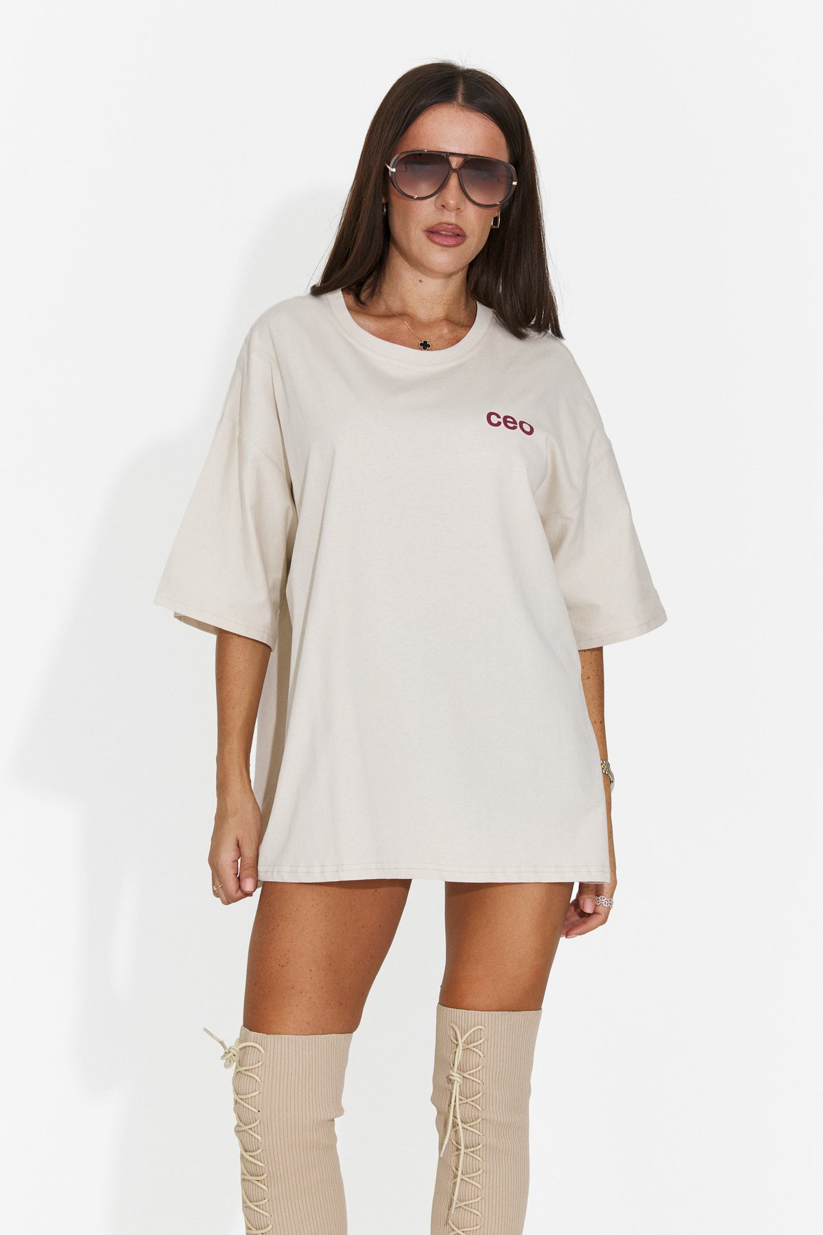 Tricou casual crem Vonenouna Bogas