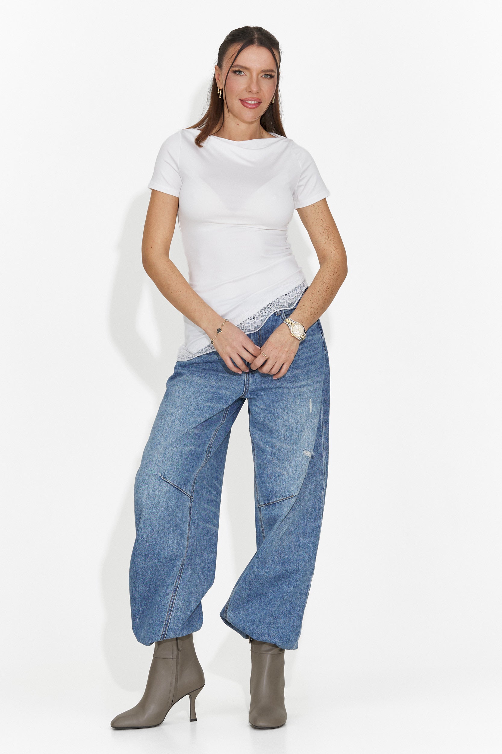 Biała, codzienna koszulka dla kobiet Arkania Bogas