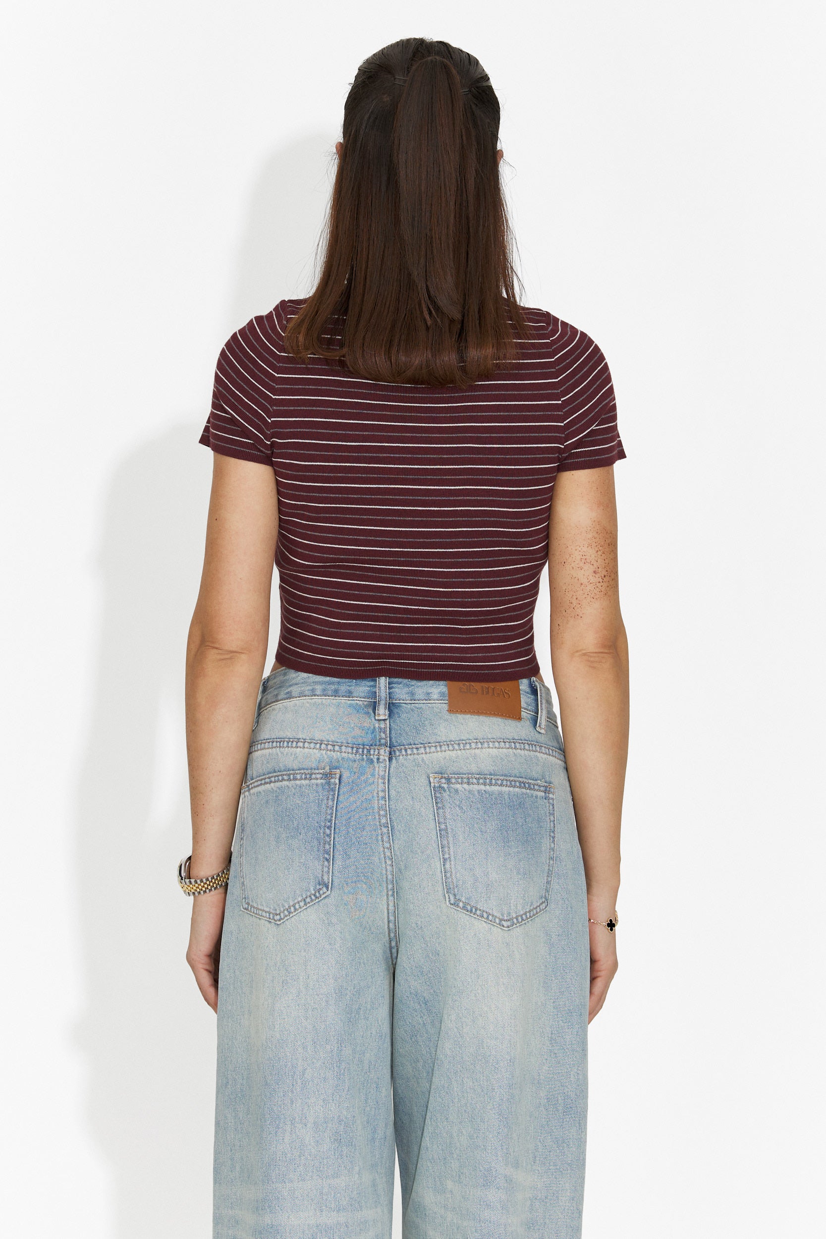 Codzienna bordowa damska koszulka Hainie Bogas