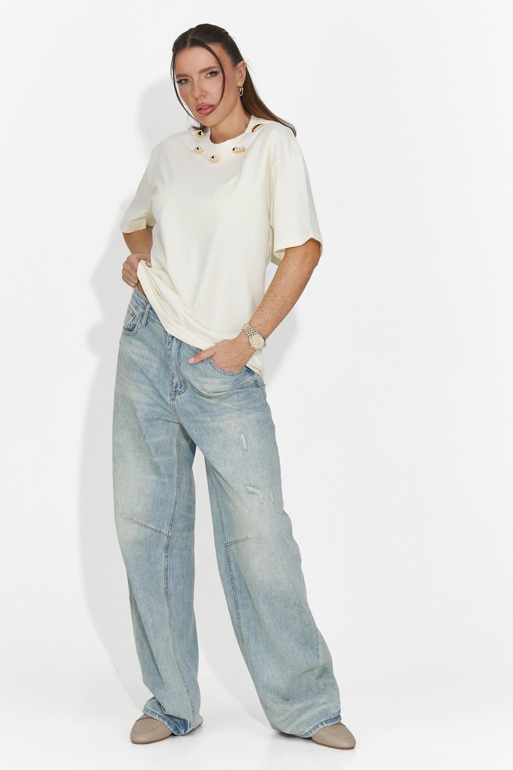 Cristelia Bogas Casualowa Żółta Damska Koszulka T-Shirt