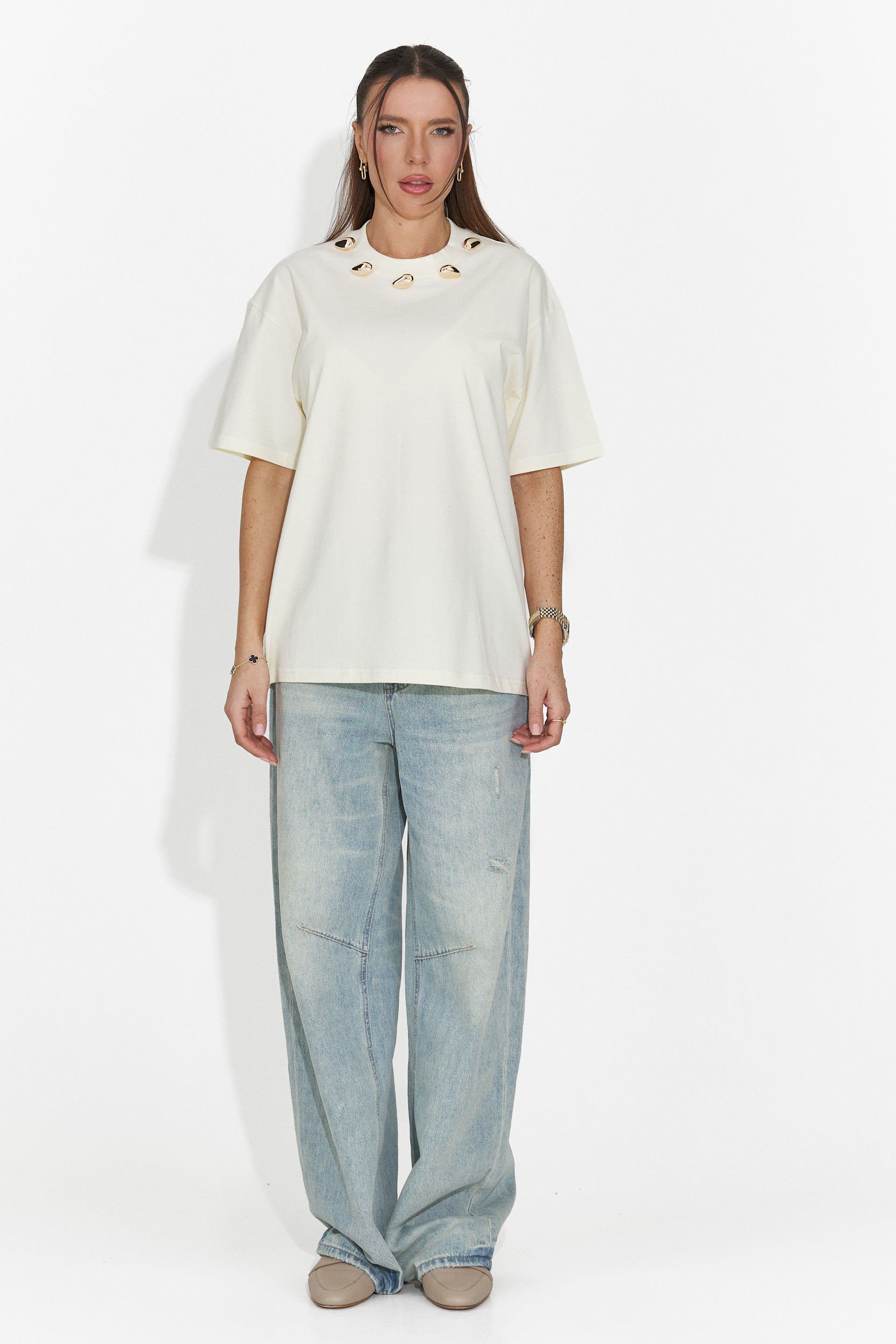 Cristelia Bogas Casualowa Żółta Damska Koszulka T-Shirt