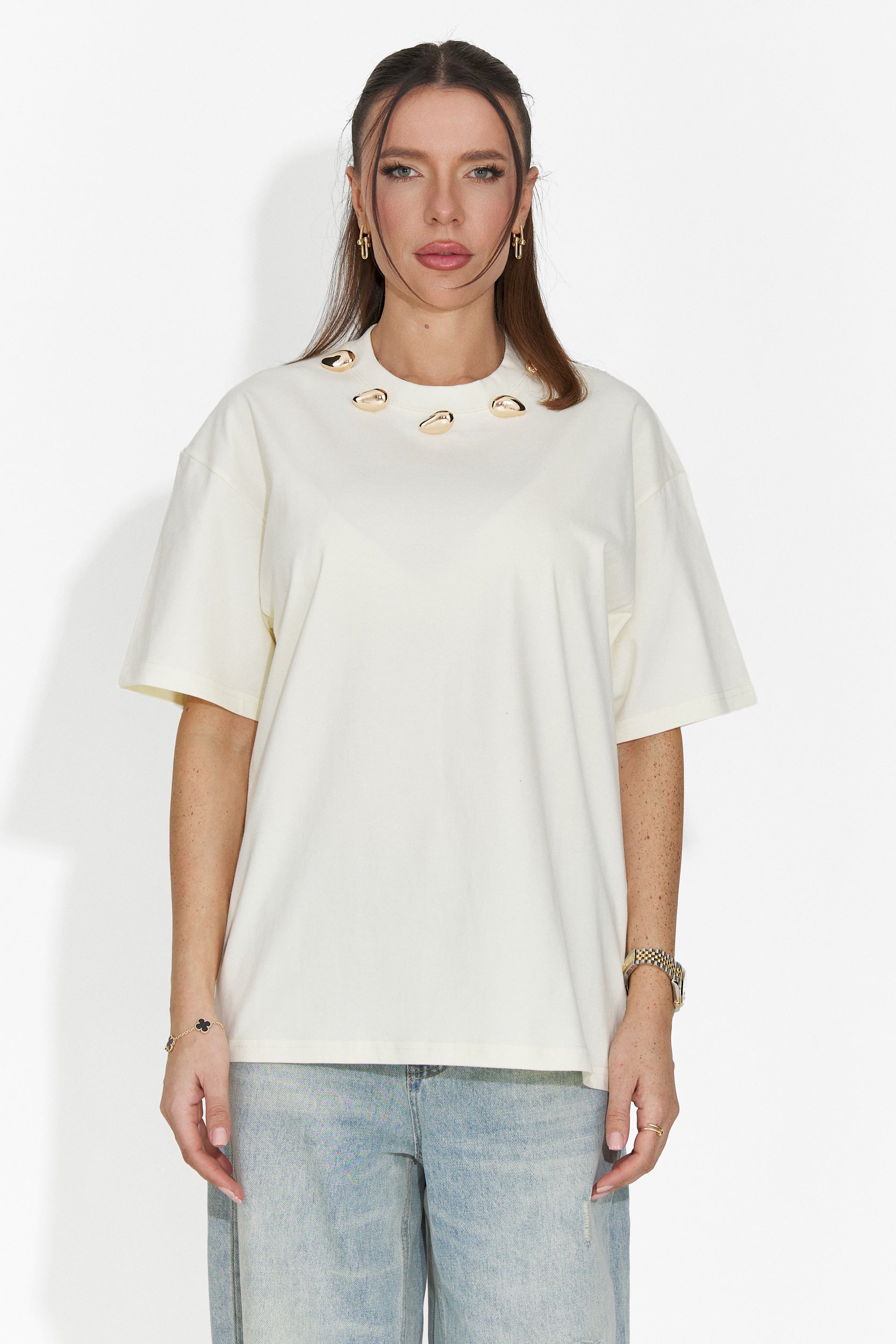 Cristelia Bogas Casualowa Żółta Damska Koszulka T-Shirt