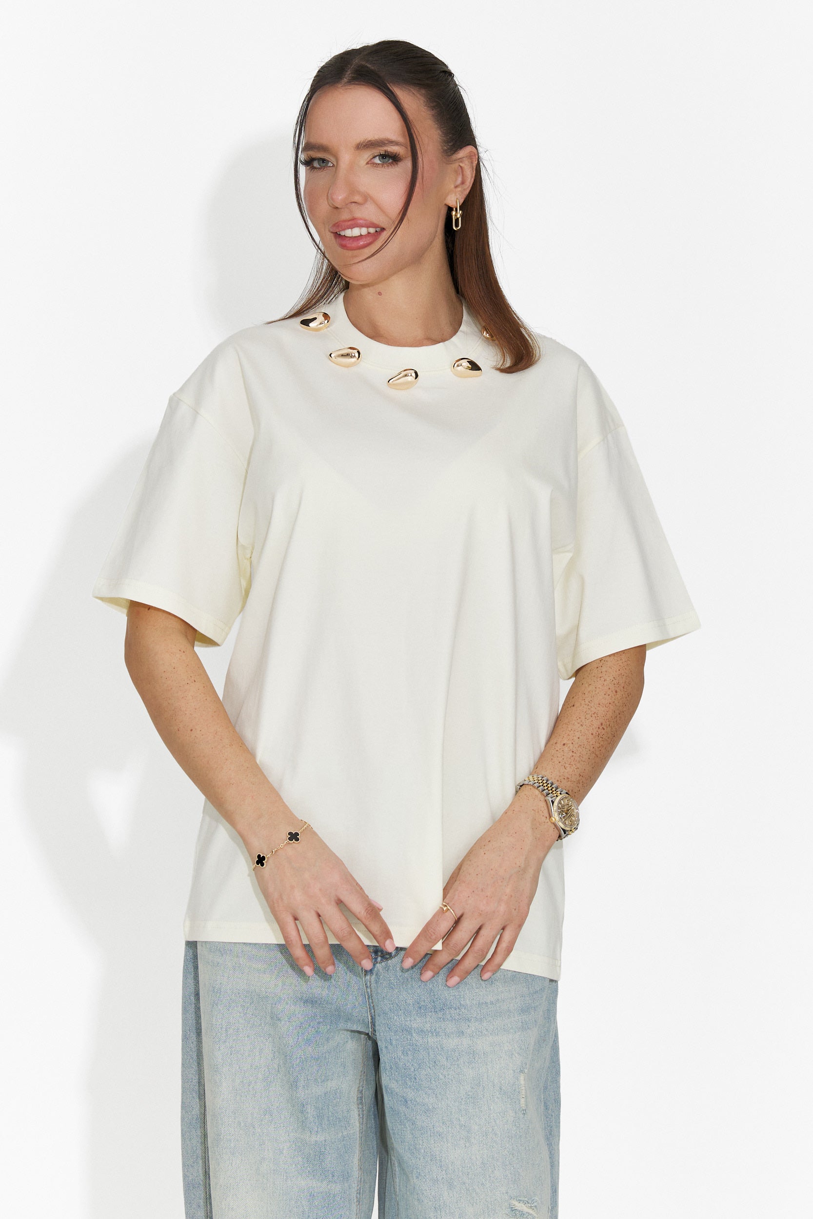 Cristelia Bogas Casualowa Żółta Damska Koszulka T-Shirt